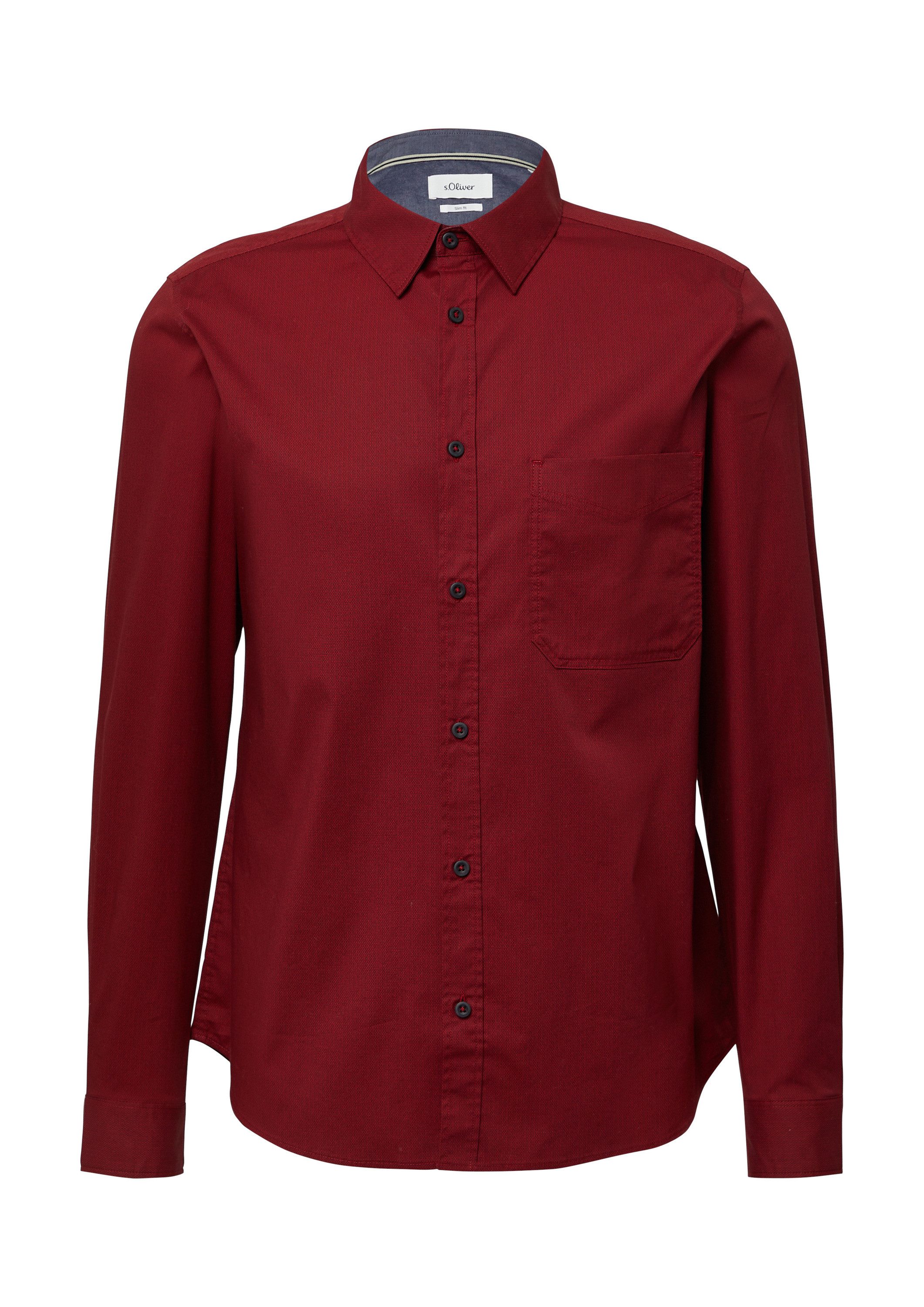 s.Oliver Langarmhemd Hemd Slim Fit: Gemustertes Hemd mit Kentkragen günstig online kaufen