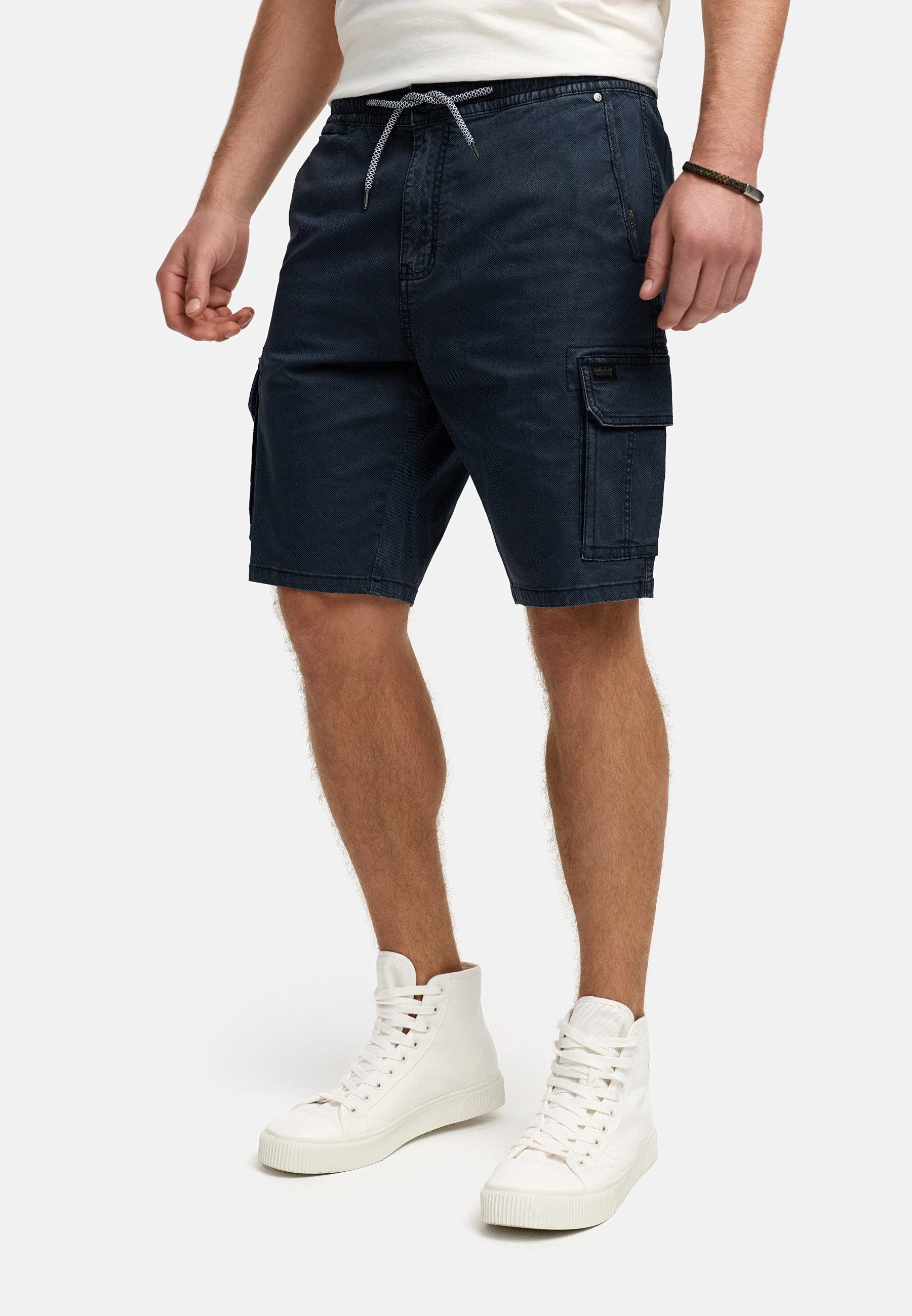 Indicode Cargoshorts Herren INKews Cargo Shorts Herrenshorts mit elastischem Bund mit Kordelzug für eine bequeme Passform