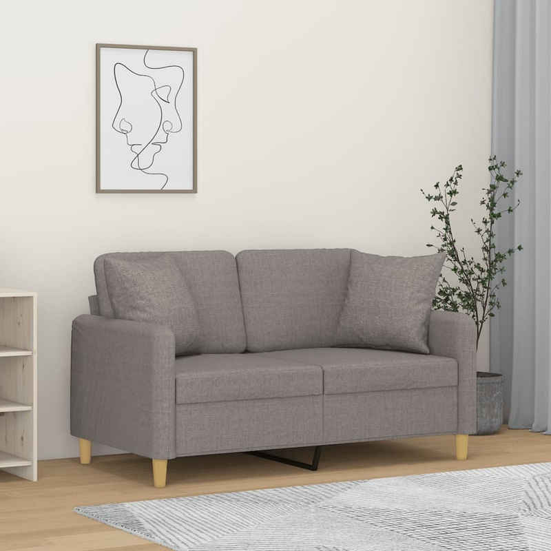 vidaXL Sofa 2-Sitzer-Sofa mit Zierkissen Hellgrau 120 cm Stoff