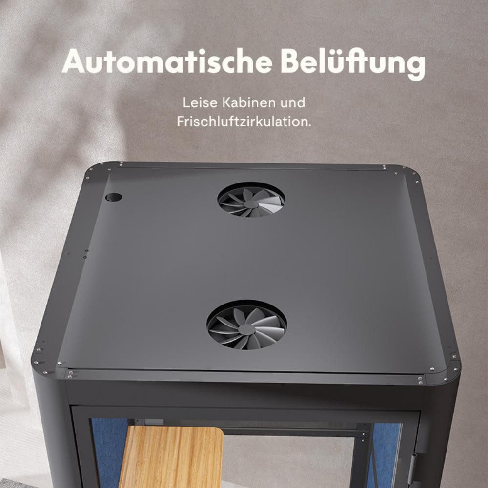 FLEXISPOT Büro-Set Höhenverstellbare Telefonbox, Quiet Meeting Pod, Büro-Pod, (Außen: Grau + Interior: Blau)