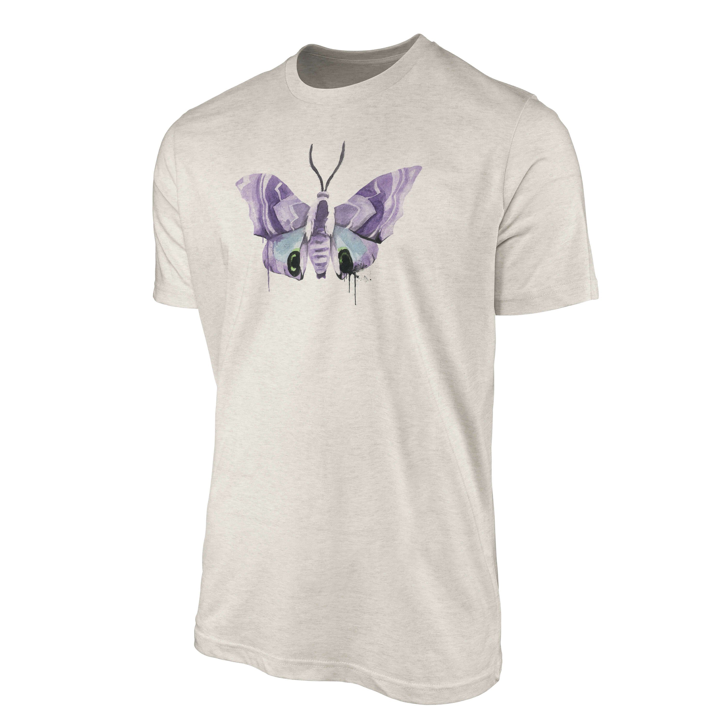Sinus Art T-Shirt Herren Shirt Farbe 100% Ökomode T-Shirt Organic Nachhaltig Bio-Baumwolle (1-tlg) Motiv Aquarell Motte