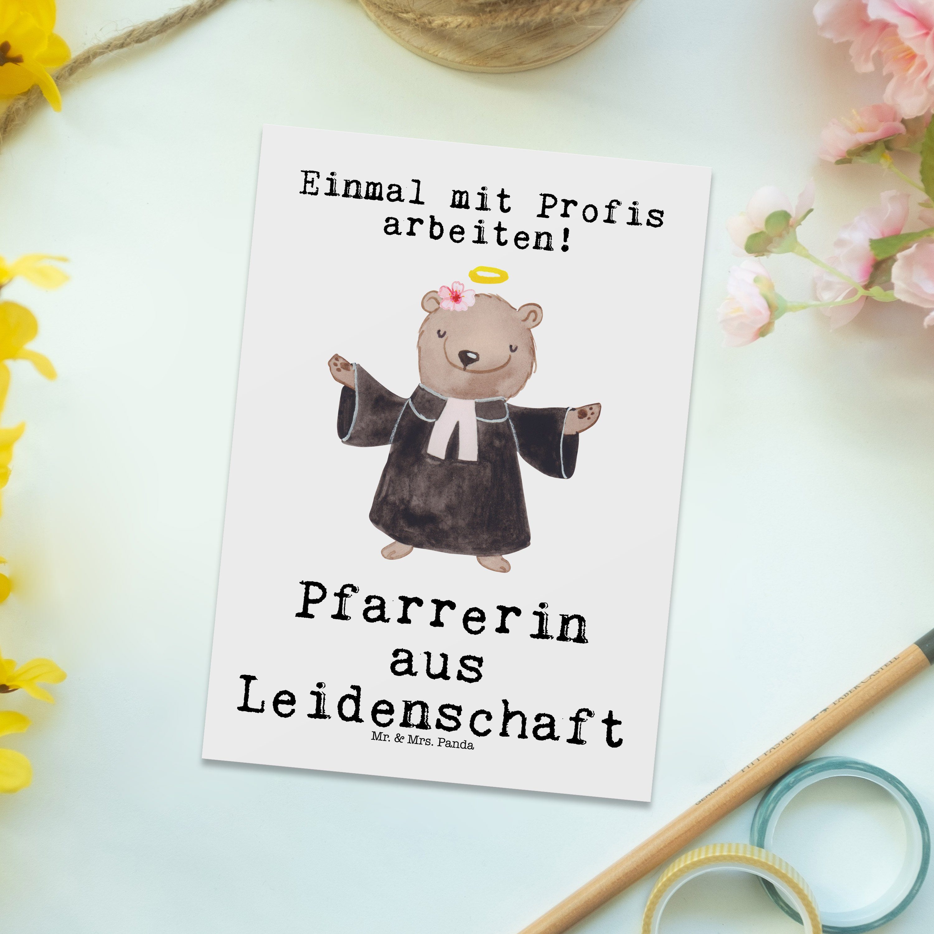 Mr. & Mrs. Geschenk, Leidenschaft - Weiß aus Postkarte Geburtstags Pfarrerin Dankeschön, Panda 