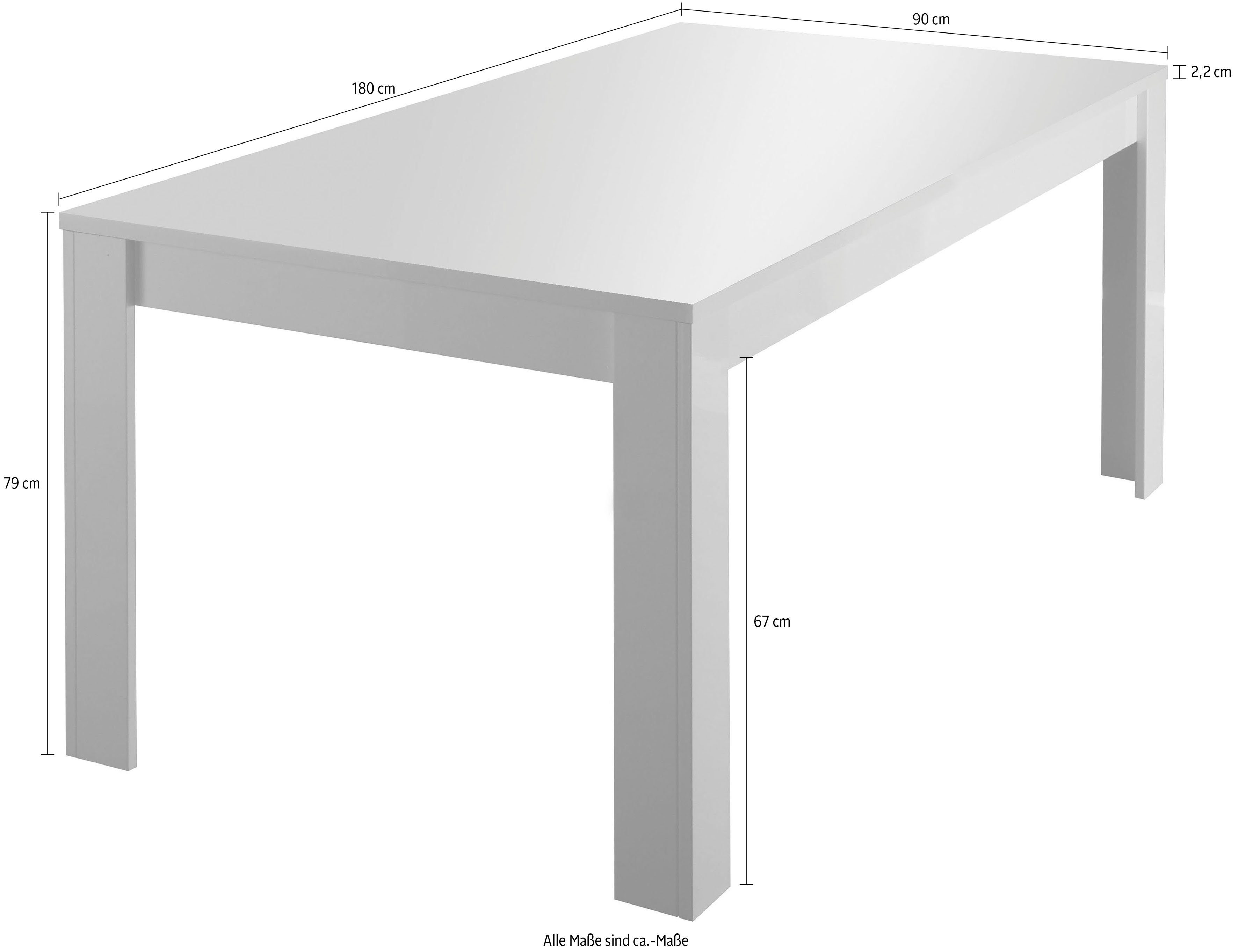 Home affaire Esstisch Amalfi, Breite 180 cm, erweiterbar durch Ansteckplatte