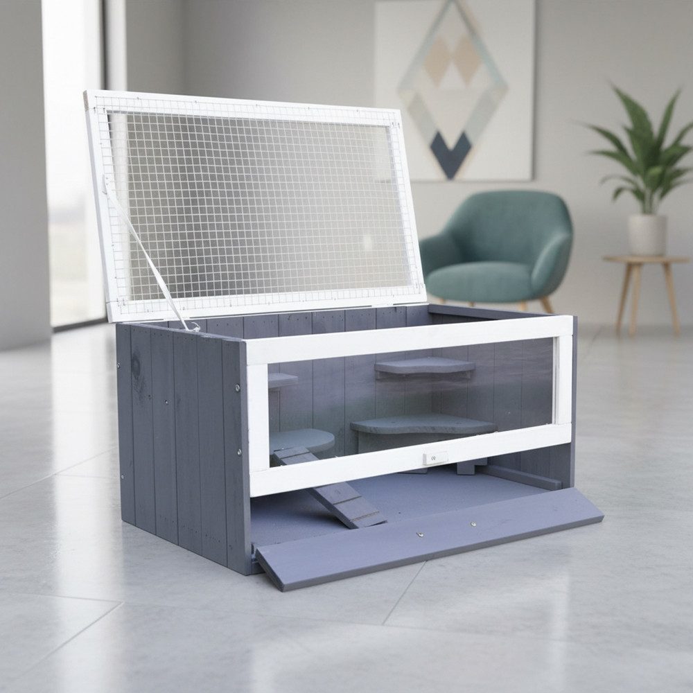 Melko Kleintierstall Kleintierkäfig Hamsterkäfig Gehege Mäusekäfig Rattenkäfig, inkl. Haus, Trinkflaschenhalterung und Rampe