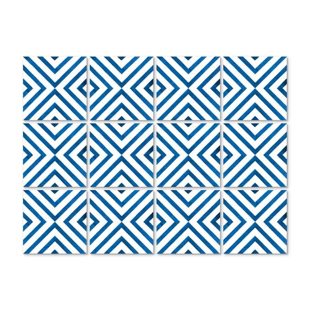 K&L Wall Art Fliesenaufkleber selbstklebend Klebefliese modern Skandinavisch Quadrate Blau