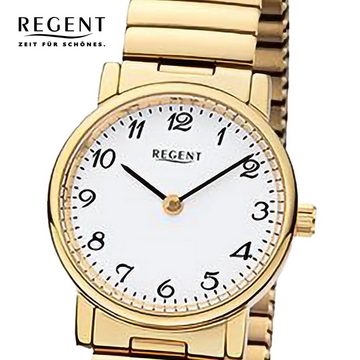 Regent Quarzuhr Regent Damen Armbanduhr Analog, Damen Armbanduhr rund, extra groß (ca. 26,5mm), Edelstahlarmband