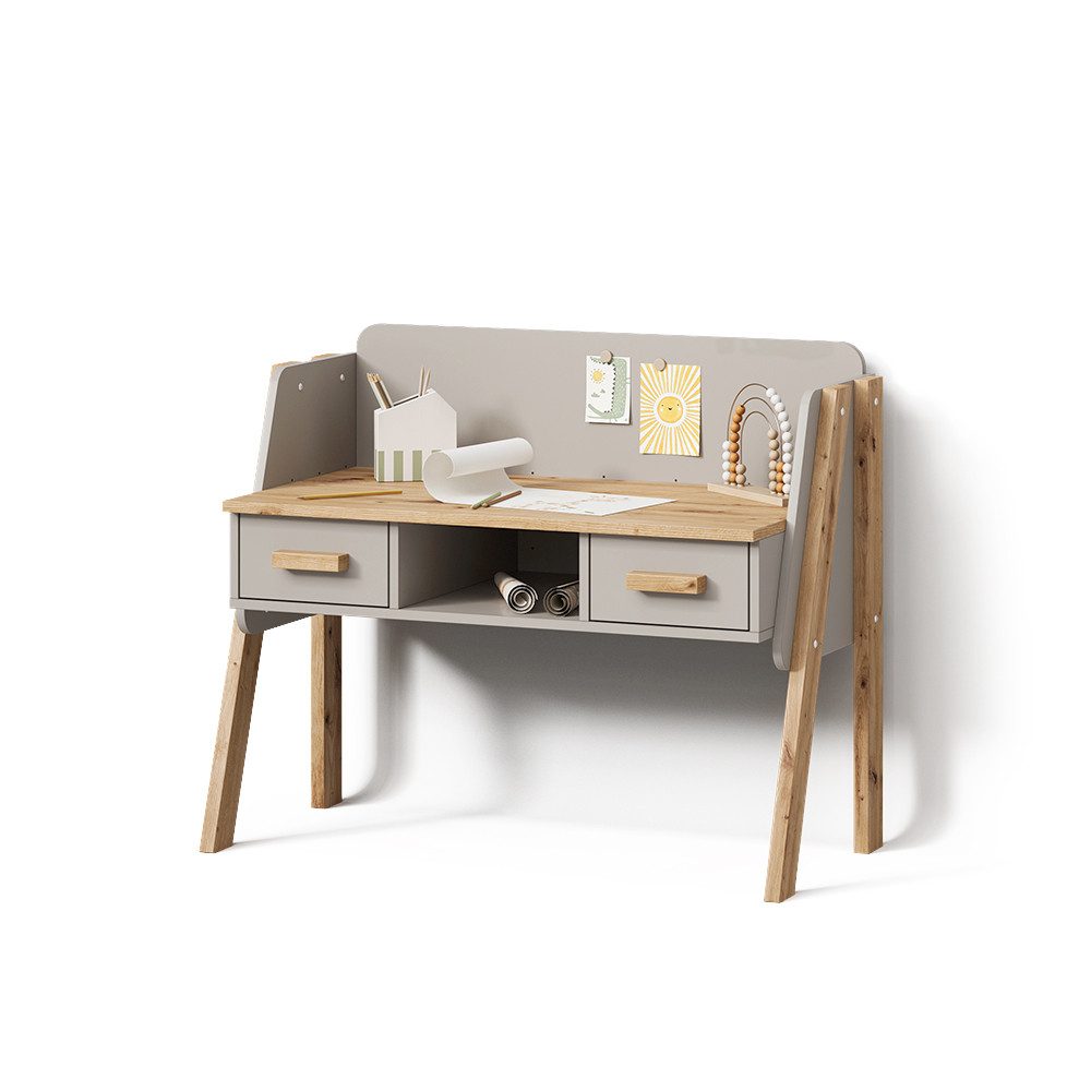 Livinity® Schreibtisch Mailo, Grau/Artisan/Artisan, 97 x 80 cm (1-St)