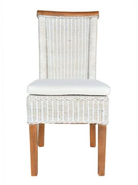 soma Sessel Soma Esszimmer-Stühle Set Rattanstühle Perth 6 Stück weiß, Sitzkissen, Stuhl Sessel Sitzplatz Sitzmöbel