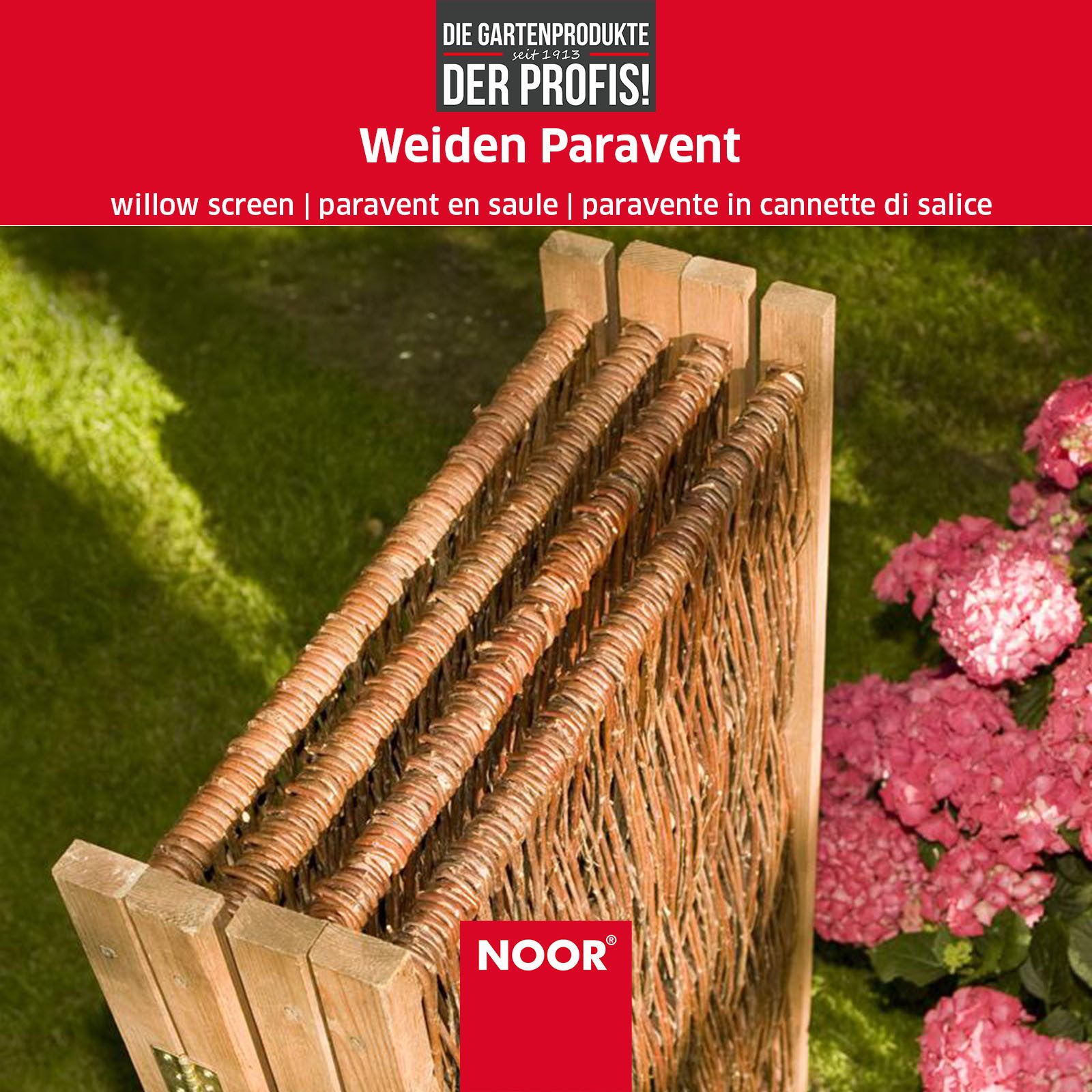 NOOR Paravent Weide - mehrteilig - klappbar - Sichtschutz-Module (4 St), aus Naturmaterialien - Sichtschutz für Garten, Terrasse und Balkon – Bild 3 von 4