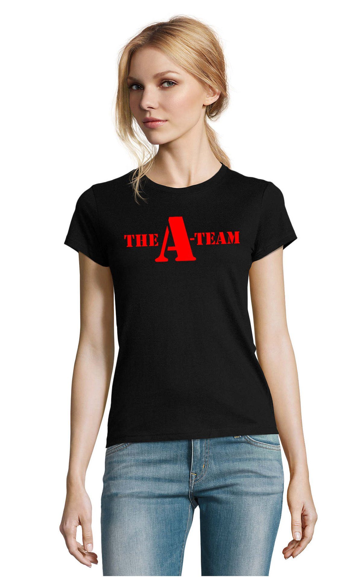 Blondie & Brownie T-Shirt Damen A Team Logo Print Van Bus Murdock Hannibal Serie Damen A Team Logo Print Van Bus T-Shirt Serie Fan Casual