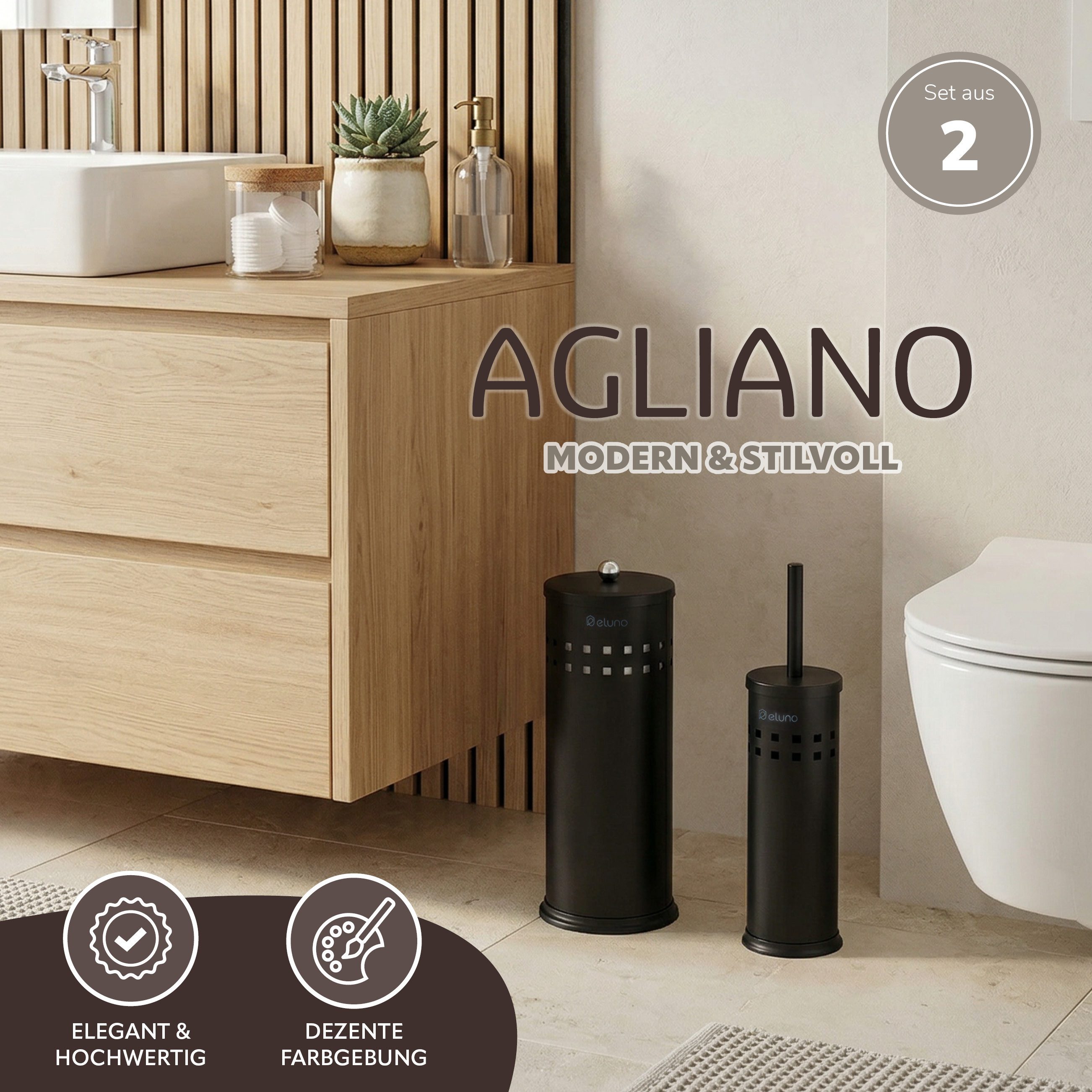 eluno Badaccessoire-Set Bad-Set AGLIANO 2tlg. mit Lock Dekor, 2 tlg. – Bild 2 von 5