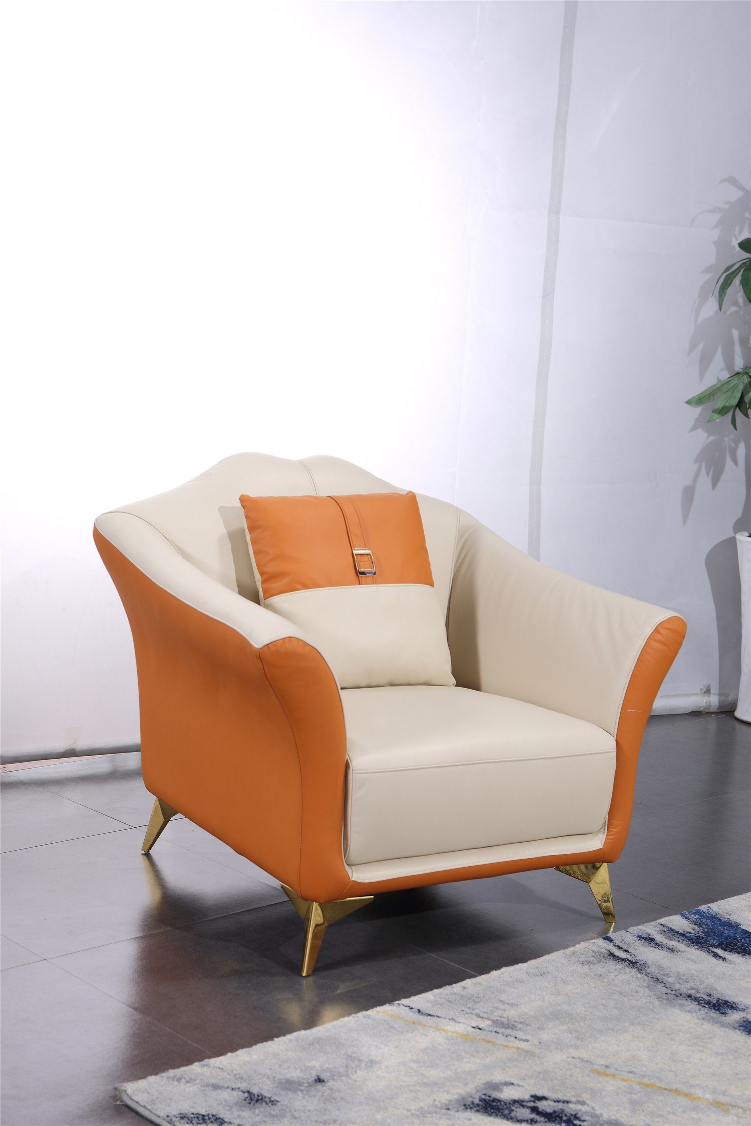 Made in Design Modernes Europe JVmoebel Sofagarnitur Sofa Orange-weiße 3+2+1 Set, Polster