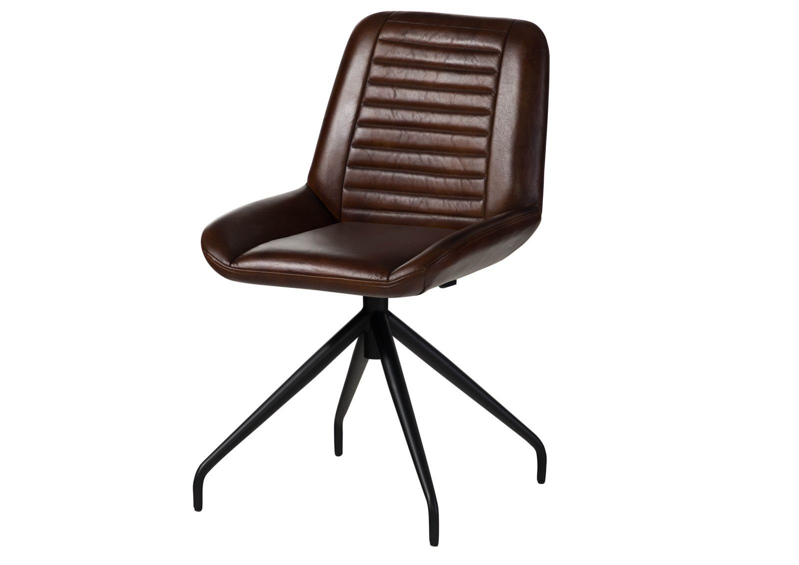 Massivmoebel24 Polsterstuhl IRON LABEL, Stuhl Echtleder 49x56x83 braun IRON LABEL #109