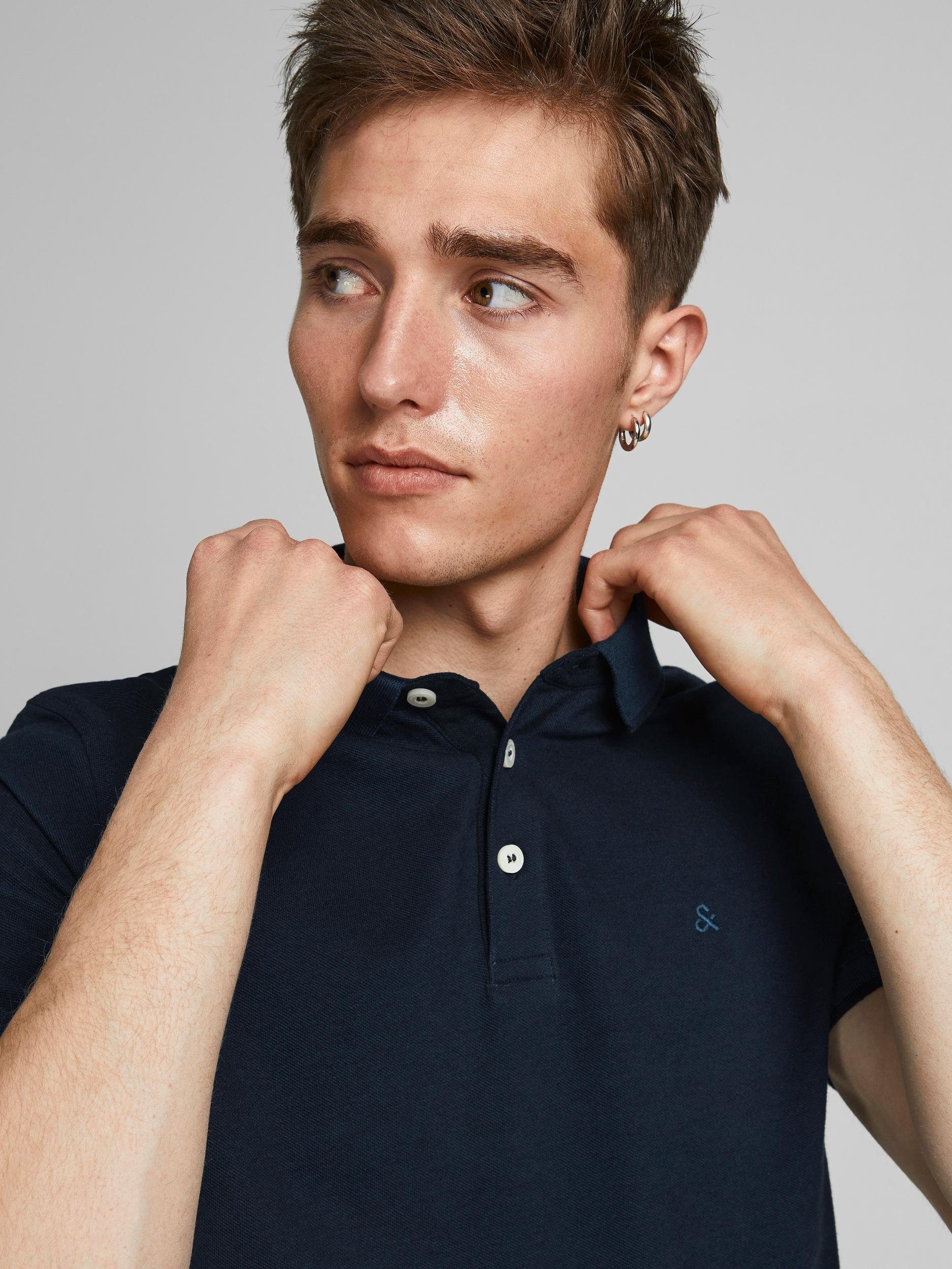 Jack & Jones Poloshirt Shirt Shortsleeve Poloshirt Dunkelblau POLO (1-tlg) JJEPAULOS