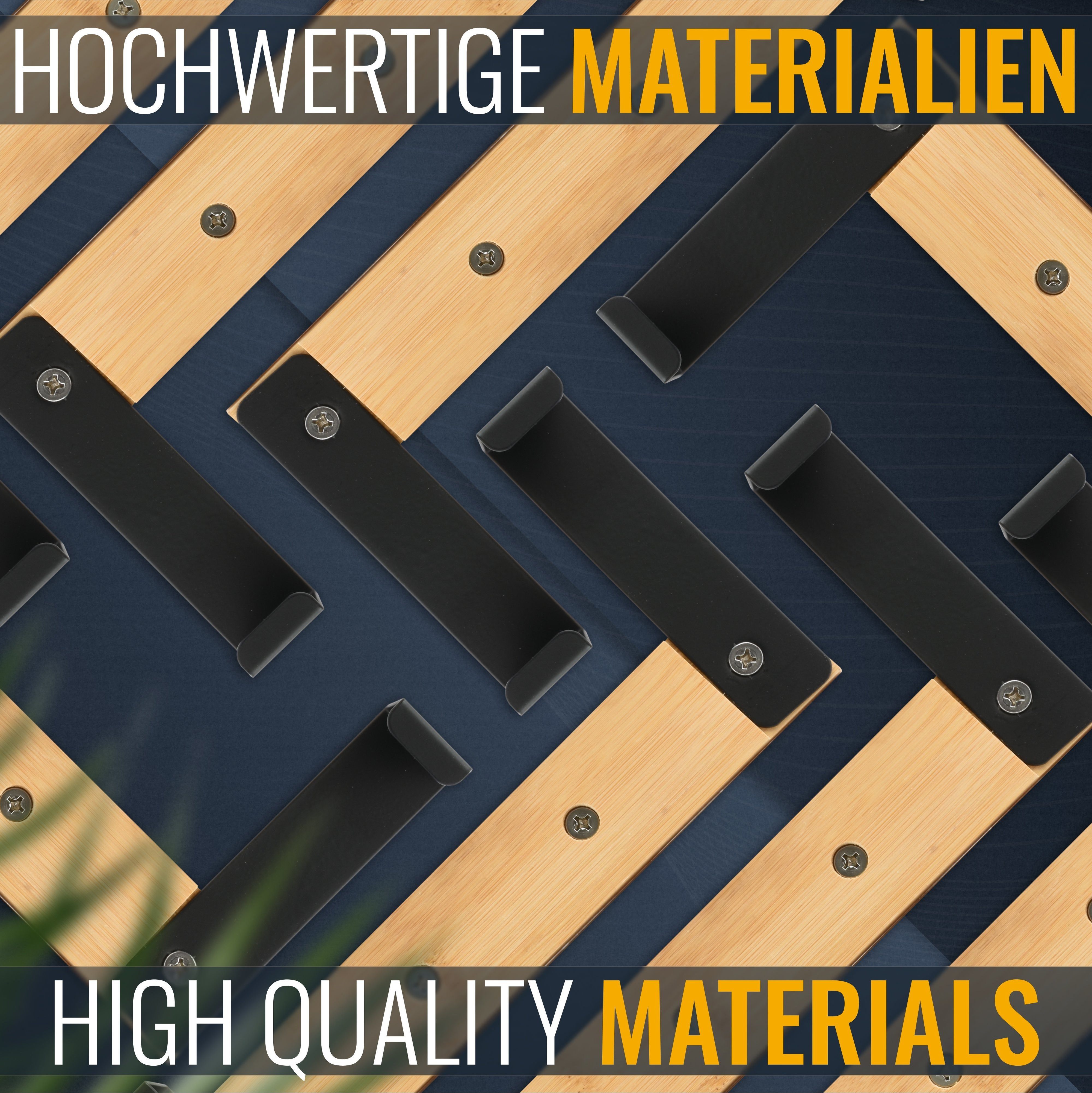 RICOO Garderobenleiste Tür Hakenleiste Hängegarderobe Türhakenleiste aus Bambus Stahl 5 Haken (1-er Set / 1 Stk. / MH029N-5, 1 St., Türgarderobe Garderobenhaken Tür Hakenleiste Platzsparende Garderobe), Garderobe ohne Bohren Kleiderhaken Tür bis max 23mm Türbreite