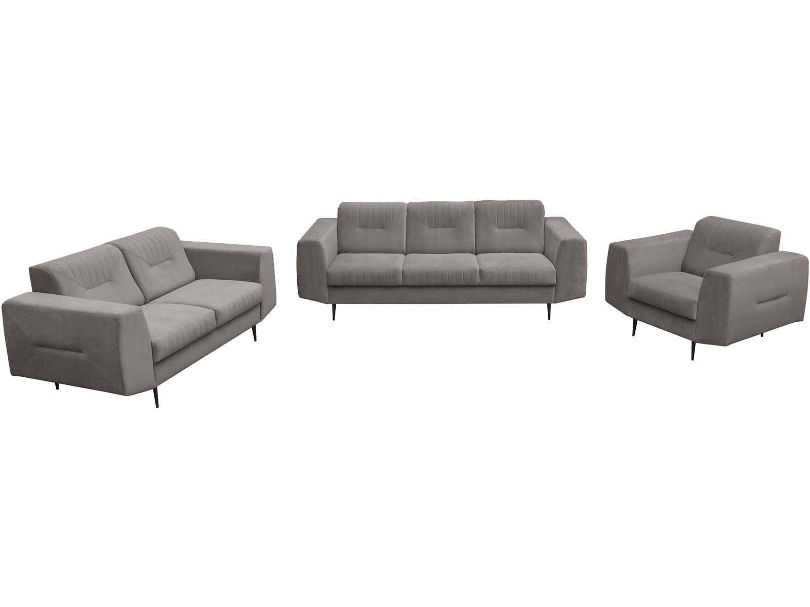 Beautysofa Polstergarnitur im modernen Stil auf hohen Metallbeinen VENEZIA, (Sessel + 2-Sitzer Sofa + 3-Sitzer Sofa im modernes Design), mit Metallbeine, Couchg – Bild 2 von 5