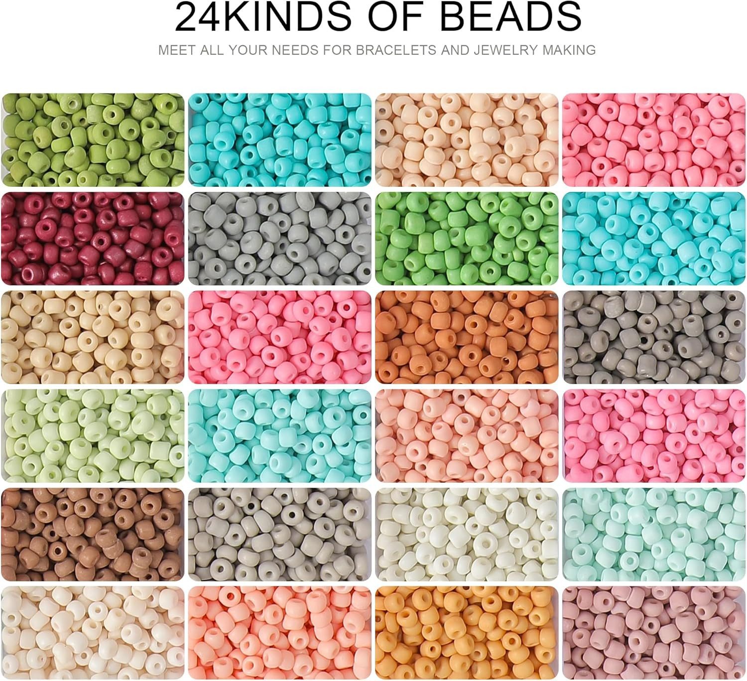 SUOOMAC Perlenarmband Set XXL DIY Perlenset 3mm mit 24 Farbperlen Glasperlen. (Schmuckherstellungs-Set für DIY Armbänder, Halsketten und Bastelprojekte., 3500-t – Bild 2 von 5