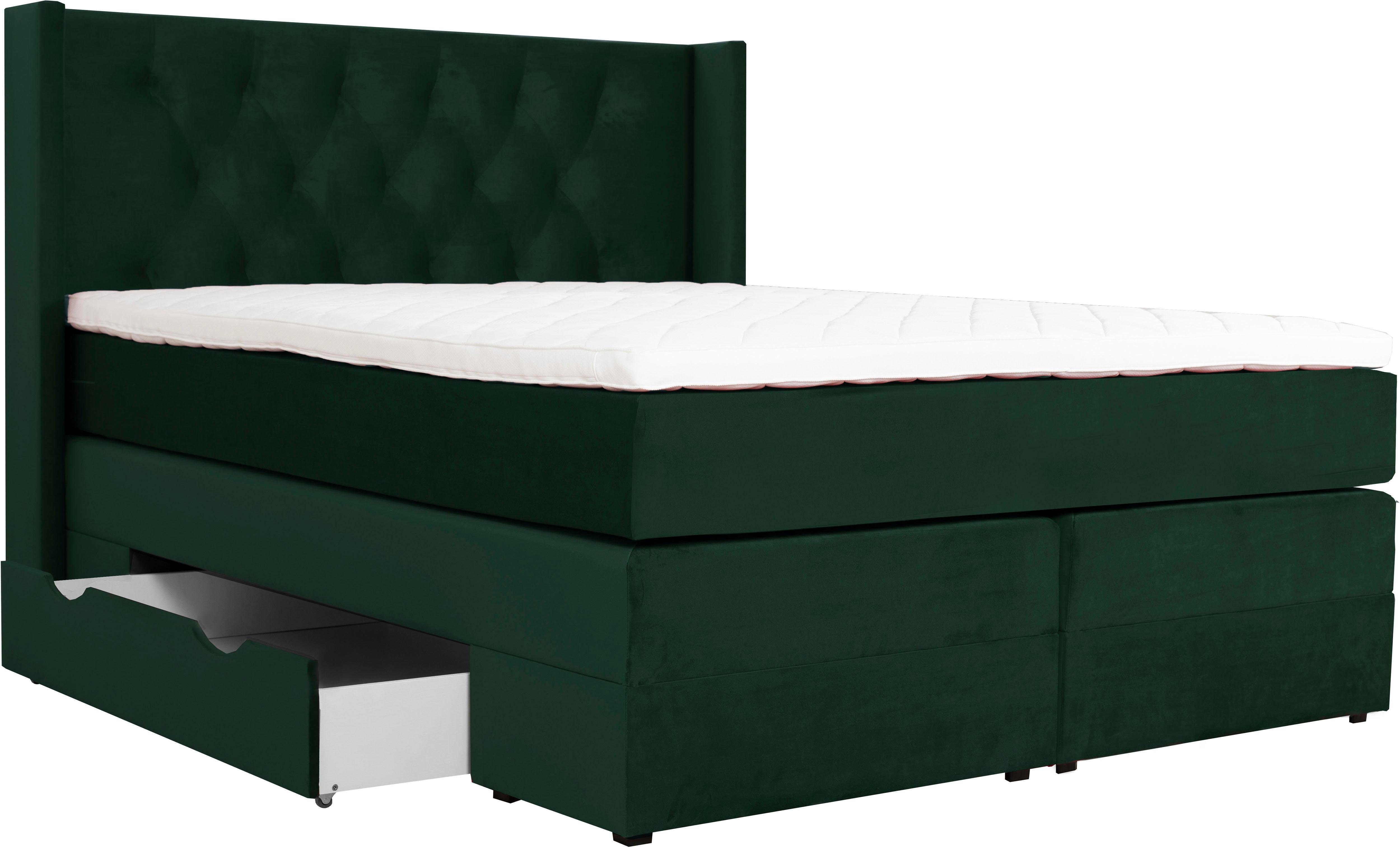 Home affaire Boxspringbett Elegance, mit schöner Knopfheftung, in den Härtegraden H2 & H3, inkl. Schubladen