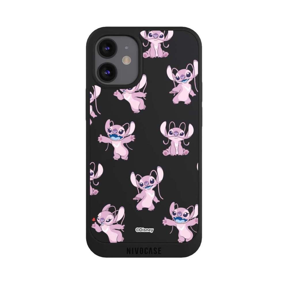 NIVOCASE Handyhülle Lilo & Stitch Engel Disney Angel Faces Pattern Transparent, Apple iPhone 12 mini Handyhülle Hülle NIVOpure Case Schwarz