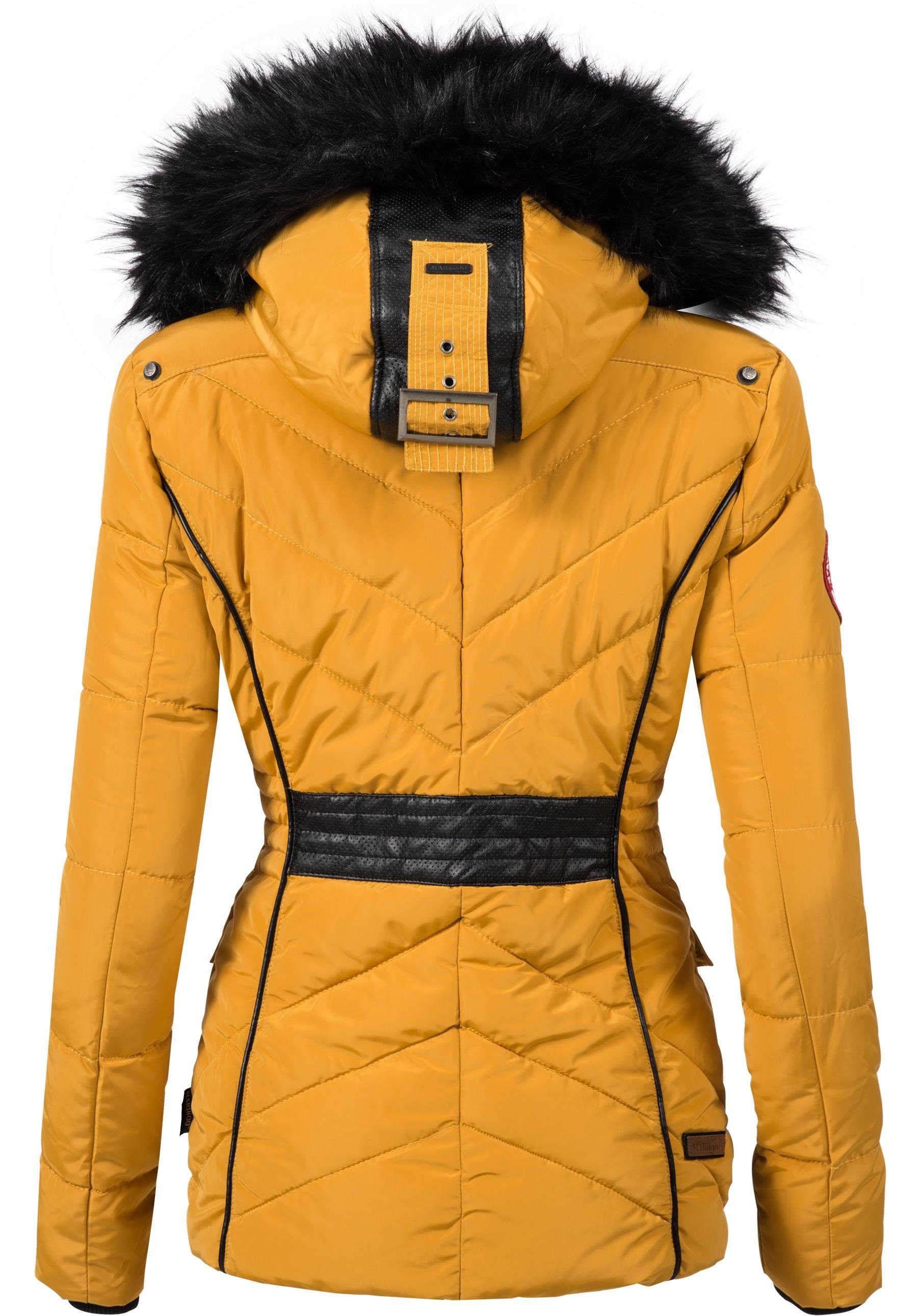 Marikoo Steppjacke Vanilla edle Winterjacke m. Kunstfellkapuze