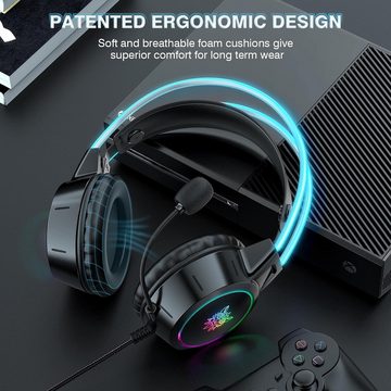 HYTIREBY Gaming Headset für PS4 PS5 3D Surround Sound Noise Cancelling Gaming-Headset (Kopfhörer Mit Mikrofon Für PC Xbox One Switch with LED Licht)