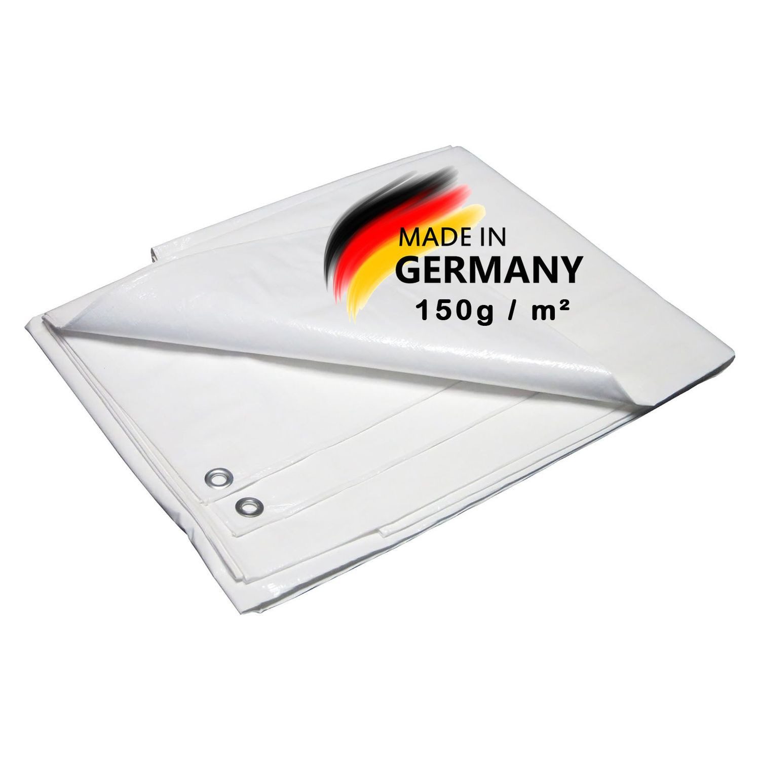 Schutzplane Abdeckplane Gewebeplane Schutzplane mit Ösen 150 g qm Weiß 5 Größen