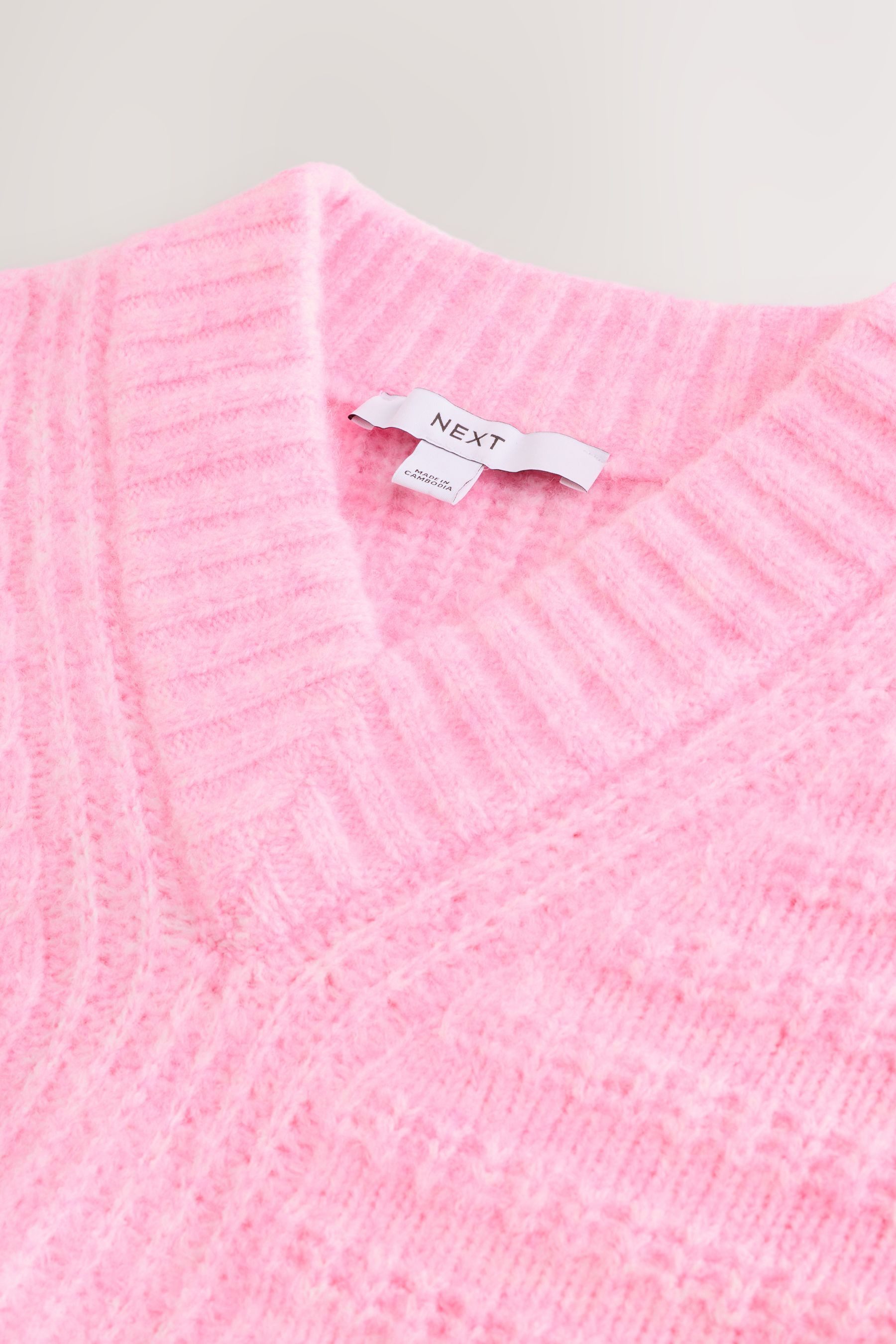 Next V-Ausschnitt-Pullover Gerippter, langer Pullover mit V-Ausschnitt (1-t günstig online kaufen