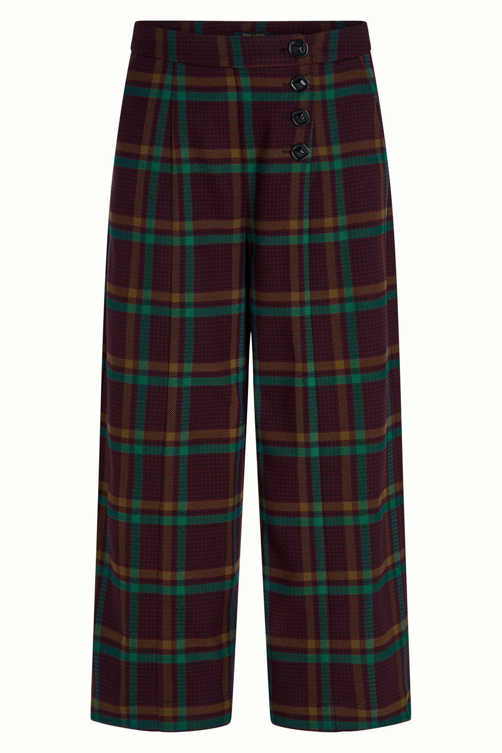 King Louie Culotte Melody Culotte Vera Check - Modische Culotte mit Karo und weitem Bein