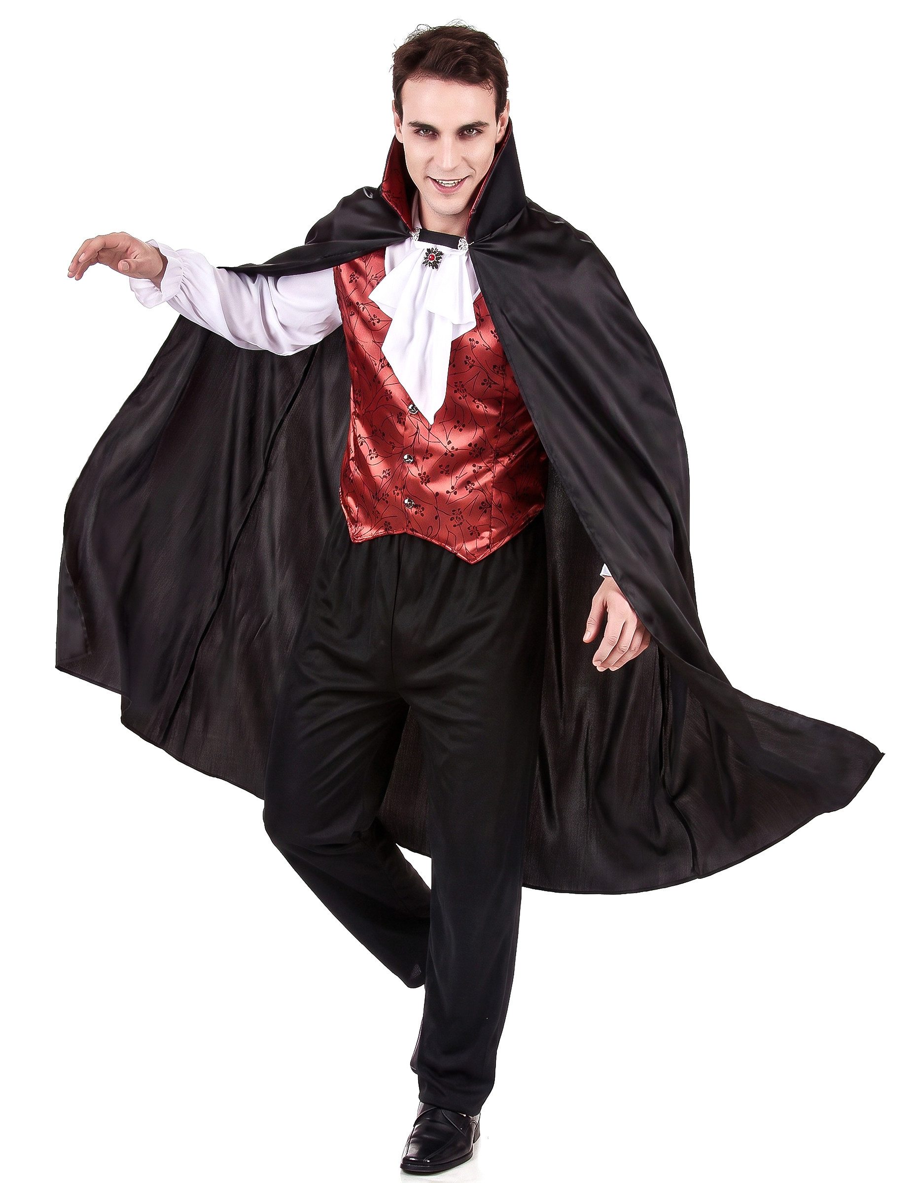 JADEO Kostüm Vampir-Kostüm für Herren Blutsauger Halloweenkostüm schwarz-bordeaux