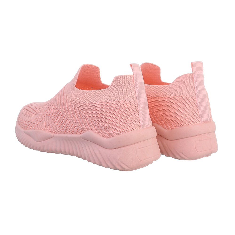 Flach Low-Top Sneakers Slipper Freizeit Damen Ital-Design Rosa in Low