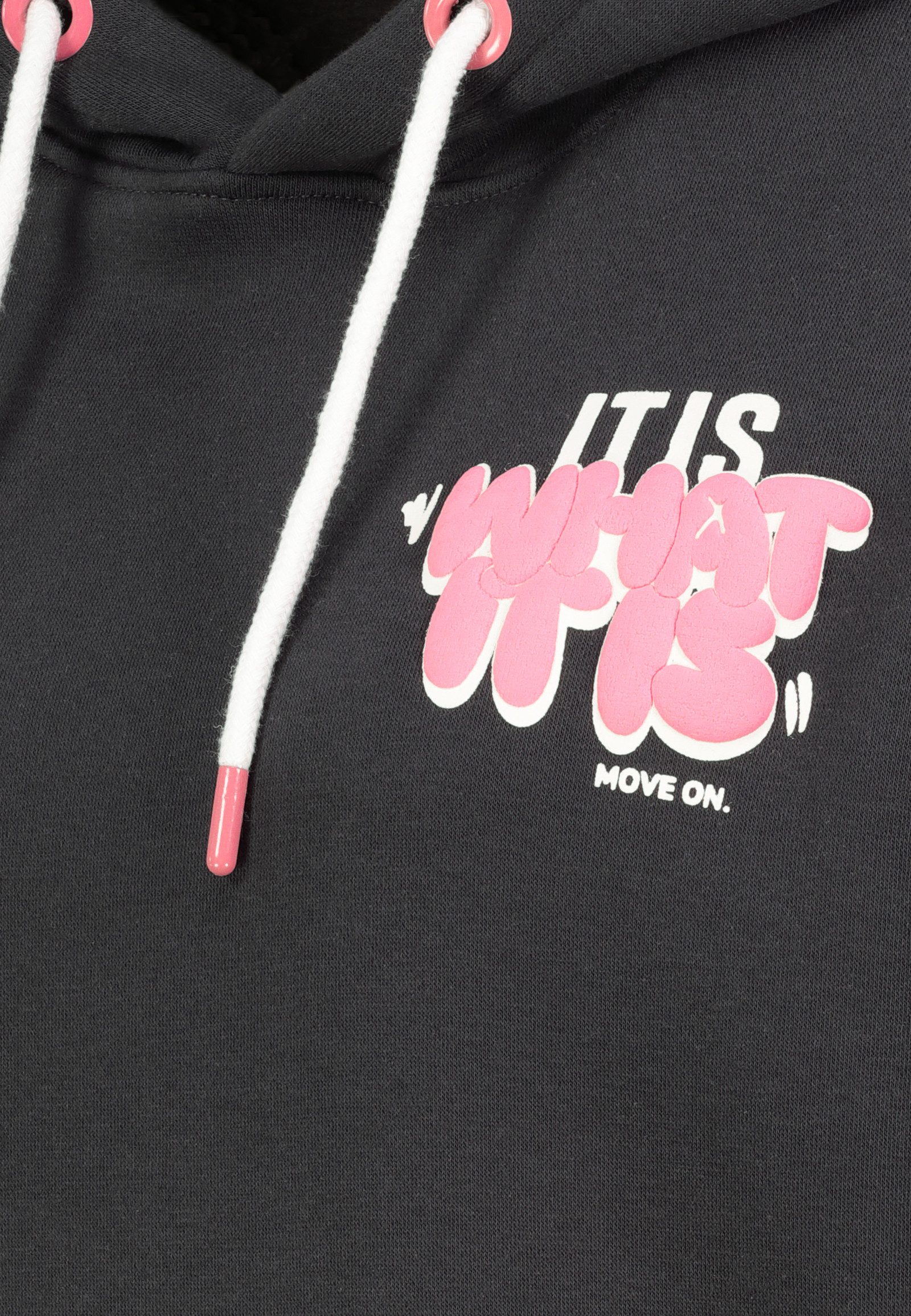 SUBLEVEL Hoodie mit It Is What It Is-Print und Tasche Sweat it Is What It Is