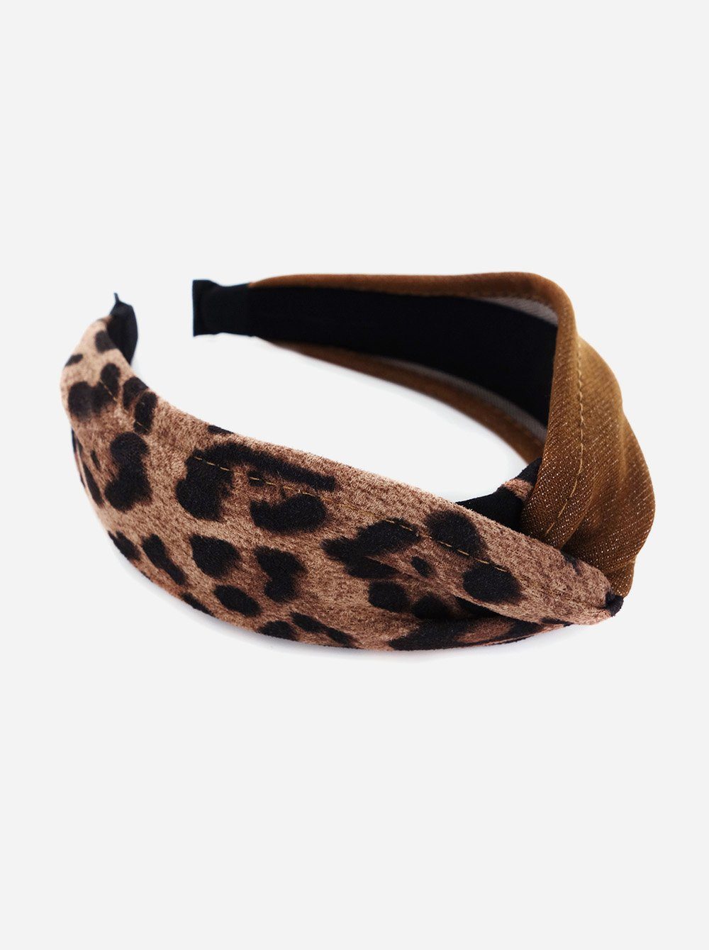 Breiter Damen Braun Leoparden Muster Klassik-Look axy Haarreif Leopard mit Haarreif und Stoff, Haareifen Jeansfarbe & Jeans Haarband