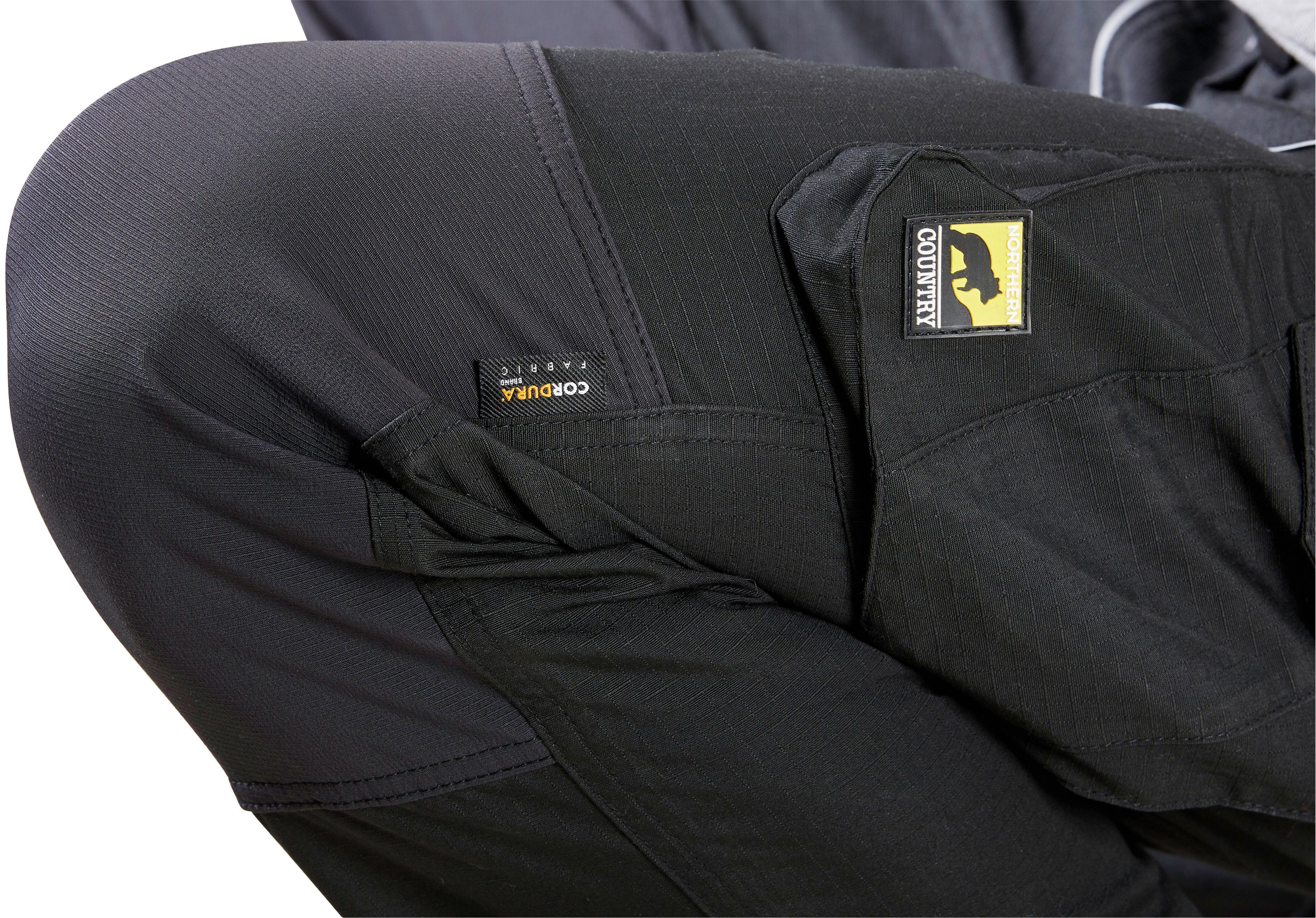 Arbeitshose Cordura®Knieverstärkung elastischen Material) langlebiges Northern einfache und (9 Taschen, Country Beinverlängerung, mit praktischen Stretcheinsätzen bequem,