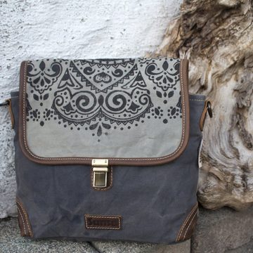 Sunsa Umhängetasche Damen Messenger Tasche mit Mandala Design. Graue Schultertasche aus Canvas. Umhängetasche model 52506