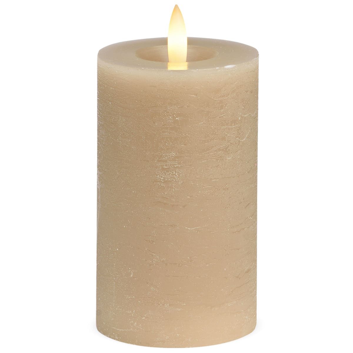 matches21 HOME & HOBBY LED-Kerze LED Stumpen-Kerze Echtwachs-Kerze flackernd, 7x12 cm, beige (1-tlg), Mit beweglicher Flamme, Fernbedienung & Timer für Adventskranz