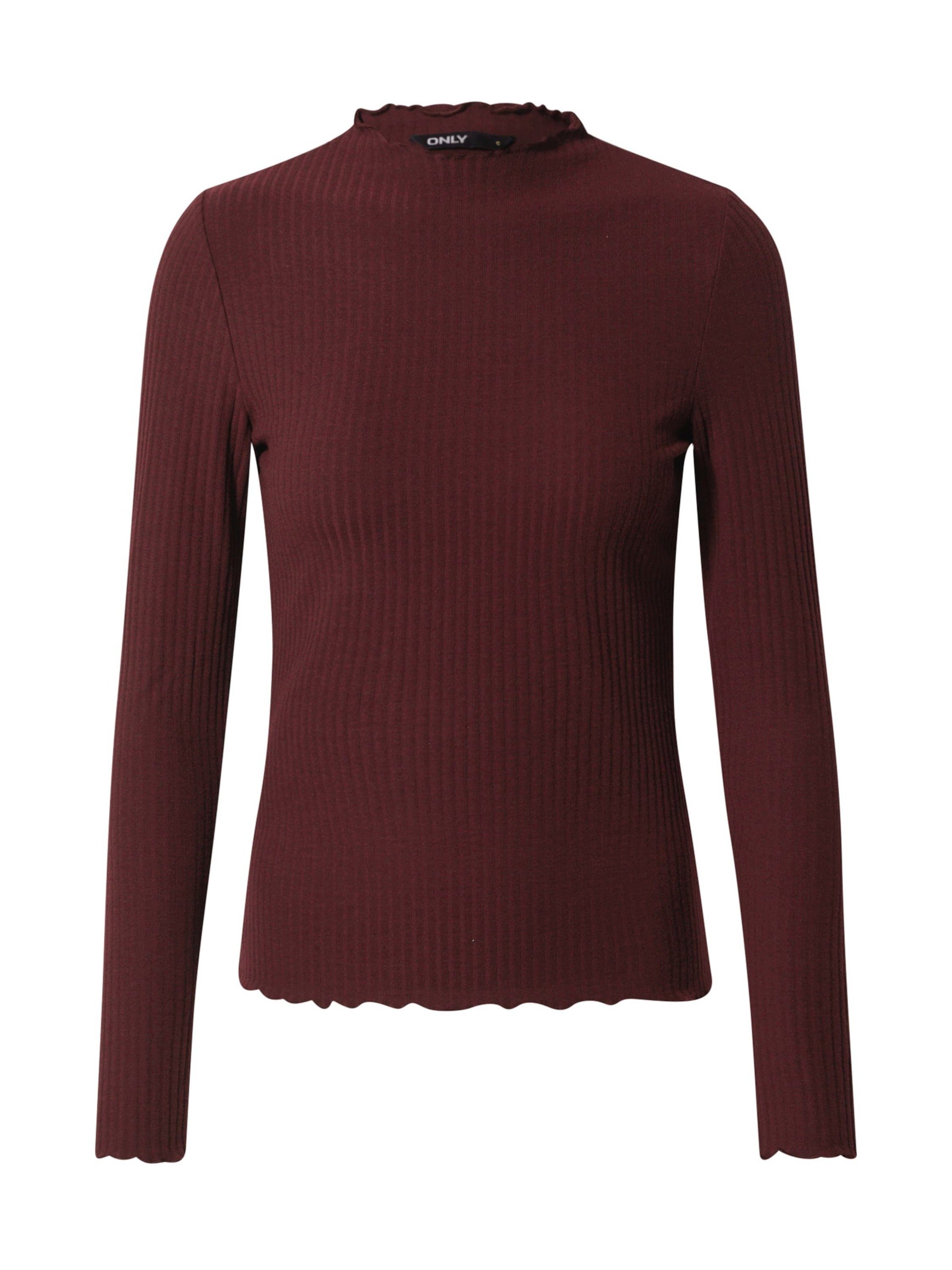 ONLY Langarmshirt Emma (1-tlg) Plain/ohne Details, Rüschen, Weiteres Detail Madder Brown