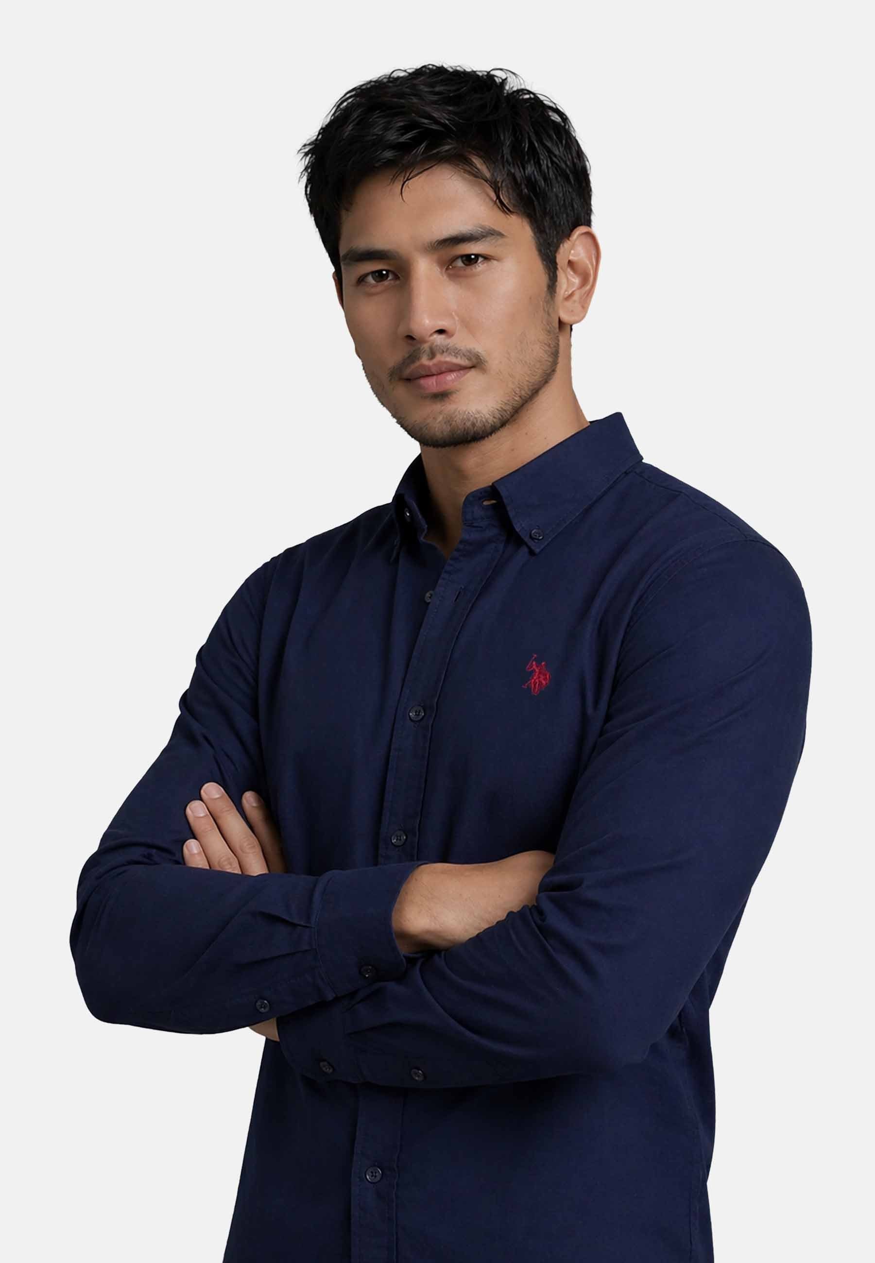 U.S. Polo Assn. Langarmhemd USDeclaan Herren Baumwolle – Langarmhemd mit Button-Down-Kragen Klassisches Baumwollhemd mit Knopfleiste und Logostickerei