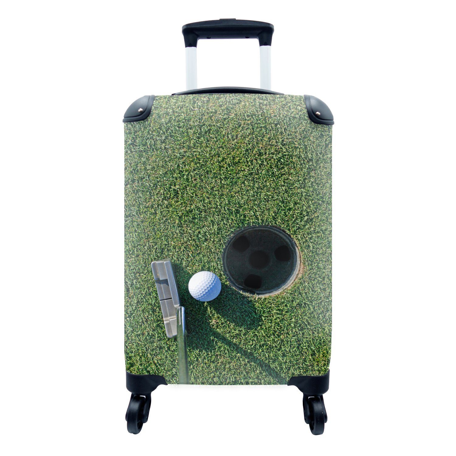 MuchoWow Handgepäckkoffer Ein Putter ist ein Schlag beim Golf, 4 Rollen, Reisetasche mit rollen, Handgepäck für Ferien, Trolley, Reisekoffer
