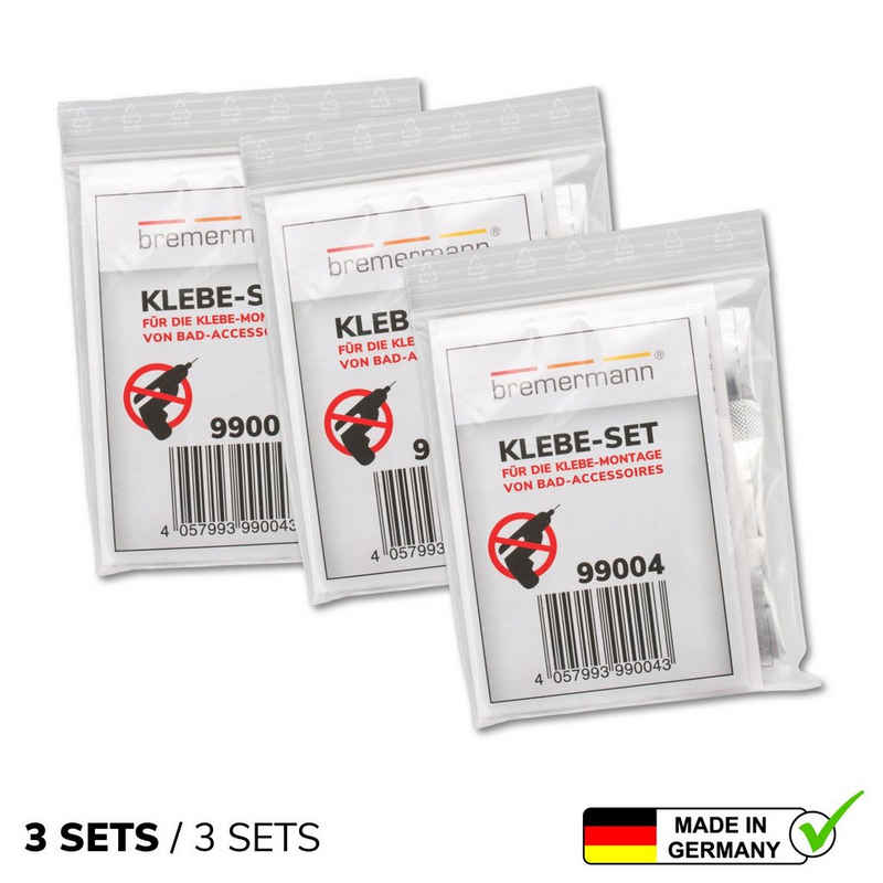 bremermann Klebstoff bremermann 3er Klebe-Set für Klebe-Montage von Bad-Accessoires PIAZZA, (Set, 3-tlg)