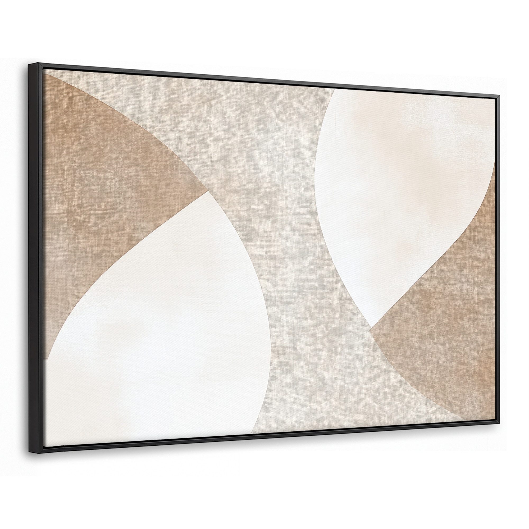 OneMillionCanvasses® Leinwandbild mit Rahmen - Braun - Japandi - Abstrakt, Fotodruck (1 St), XXL, Wohnzimmer, Schattenfugenrahmen, Deko Aesthetic 140x90cm