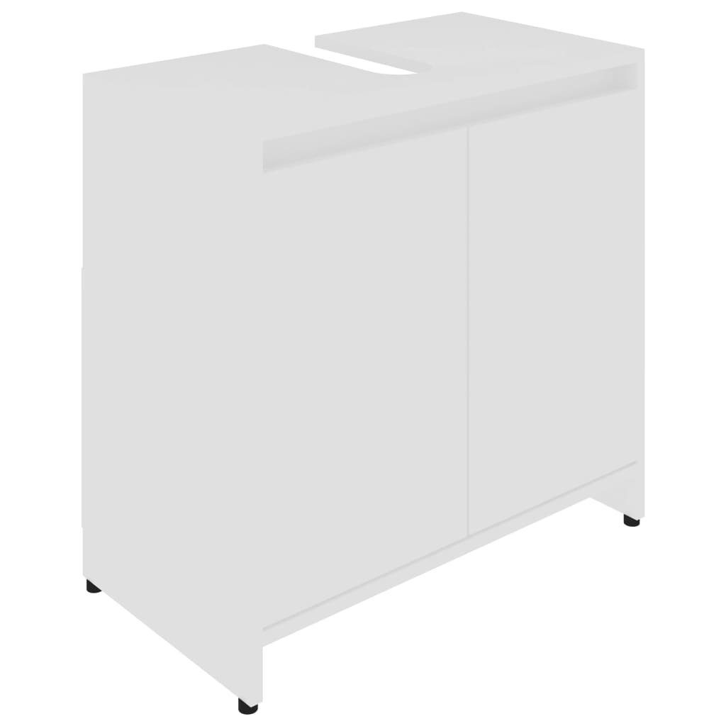 vidaXL Badezimmer-Set Badezimmerschrank Weiß 60x33x61 cm Holzwerkstoff, (1-St)