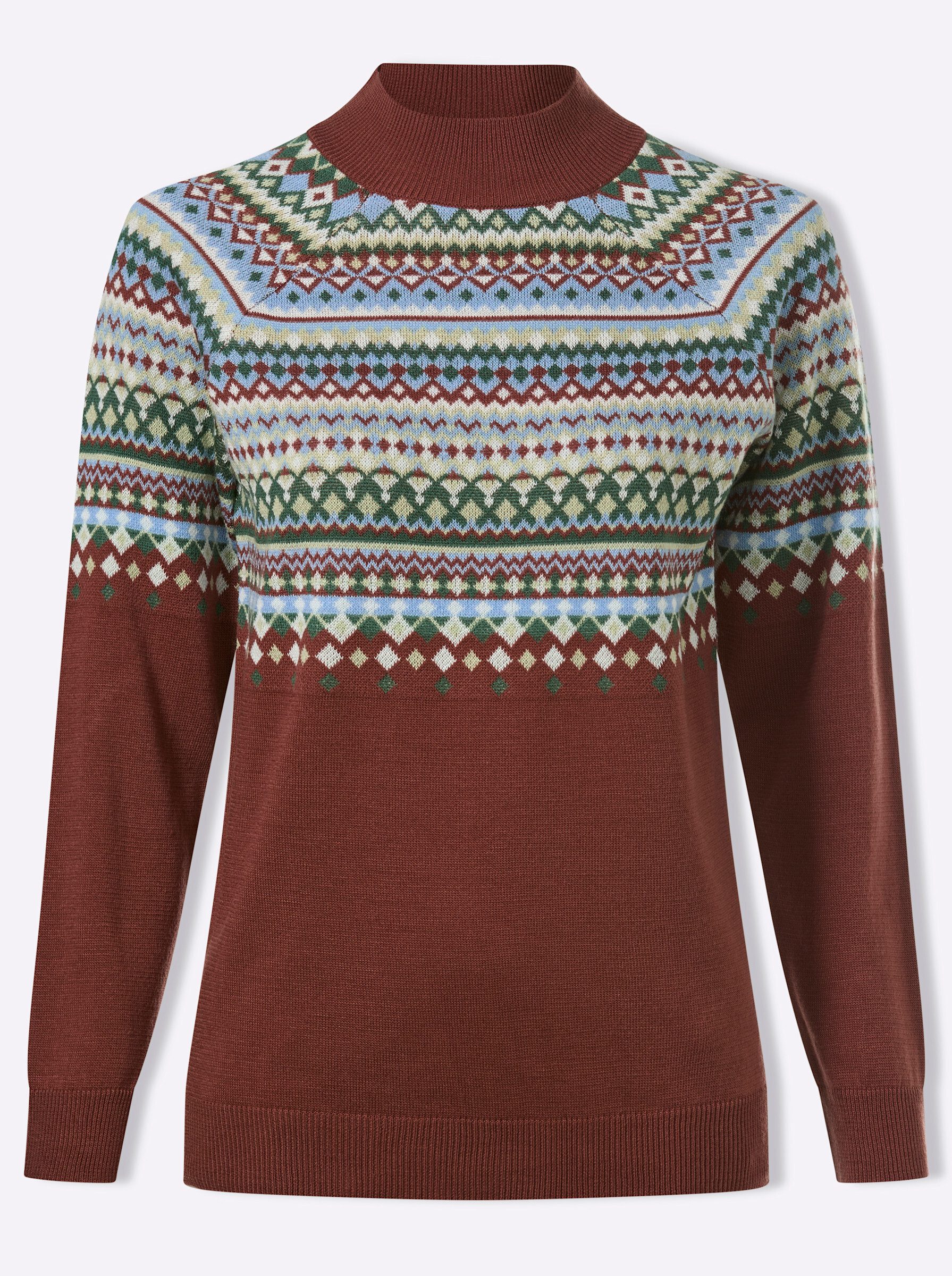 Sieh an! Strickpullover Norwegerpullover Langarm Jacquard, Jersey