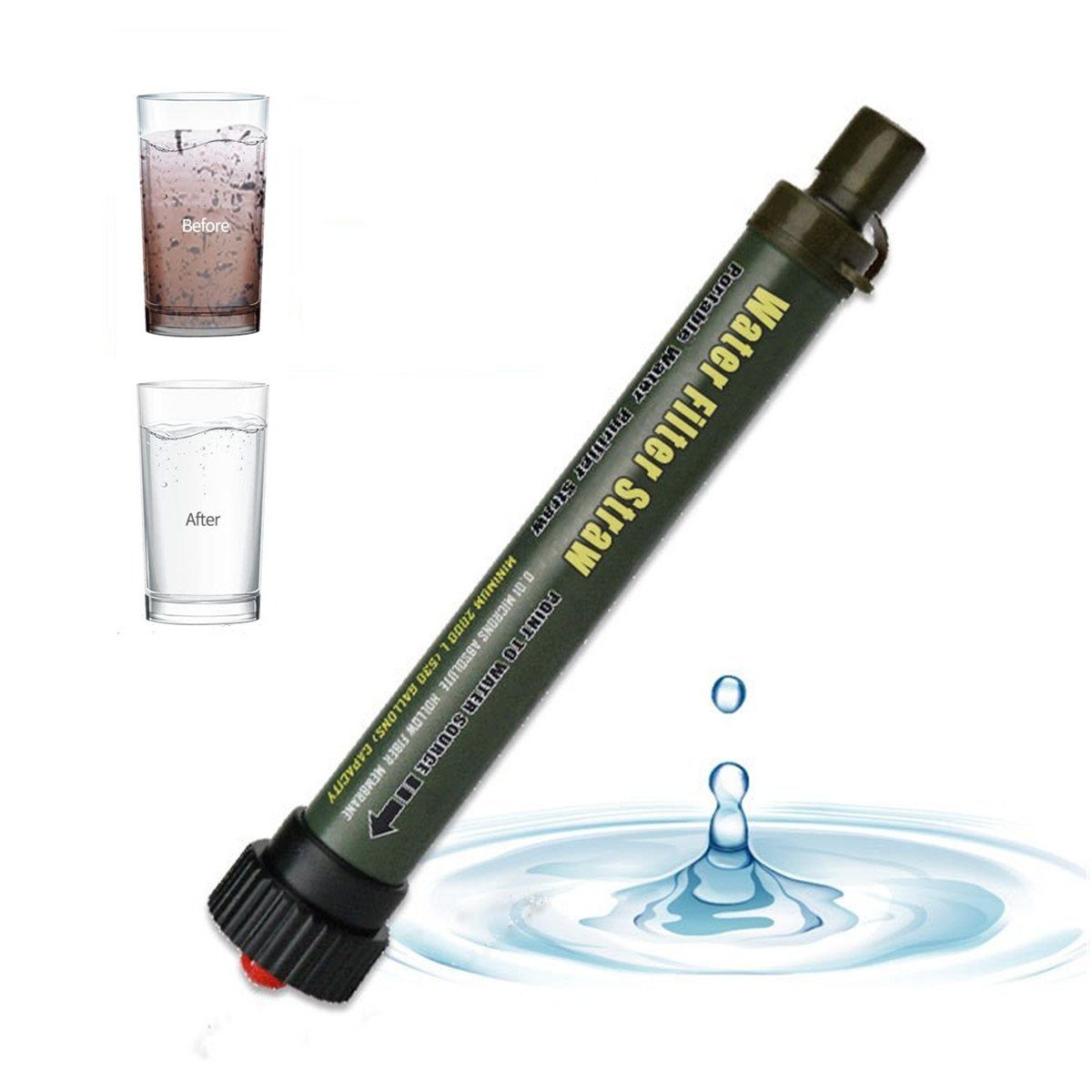 XDeer Wasserfilter Wasserfilter Outdoor,2000L Wasseraufbereiter,Survivalausrüstung, 99,99% aller Keime und Bakterien abtötet,geeignet für Camping Wandern gruen