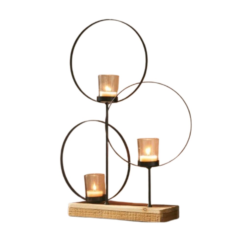 Home-trends24.de Windlicht Windlicht Kreise Торшеры Beleuchtung Leuchte Настольные лампы Holz