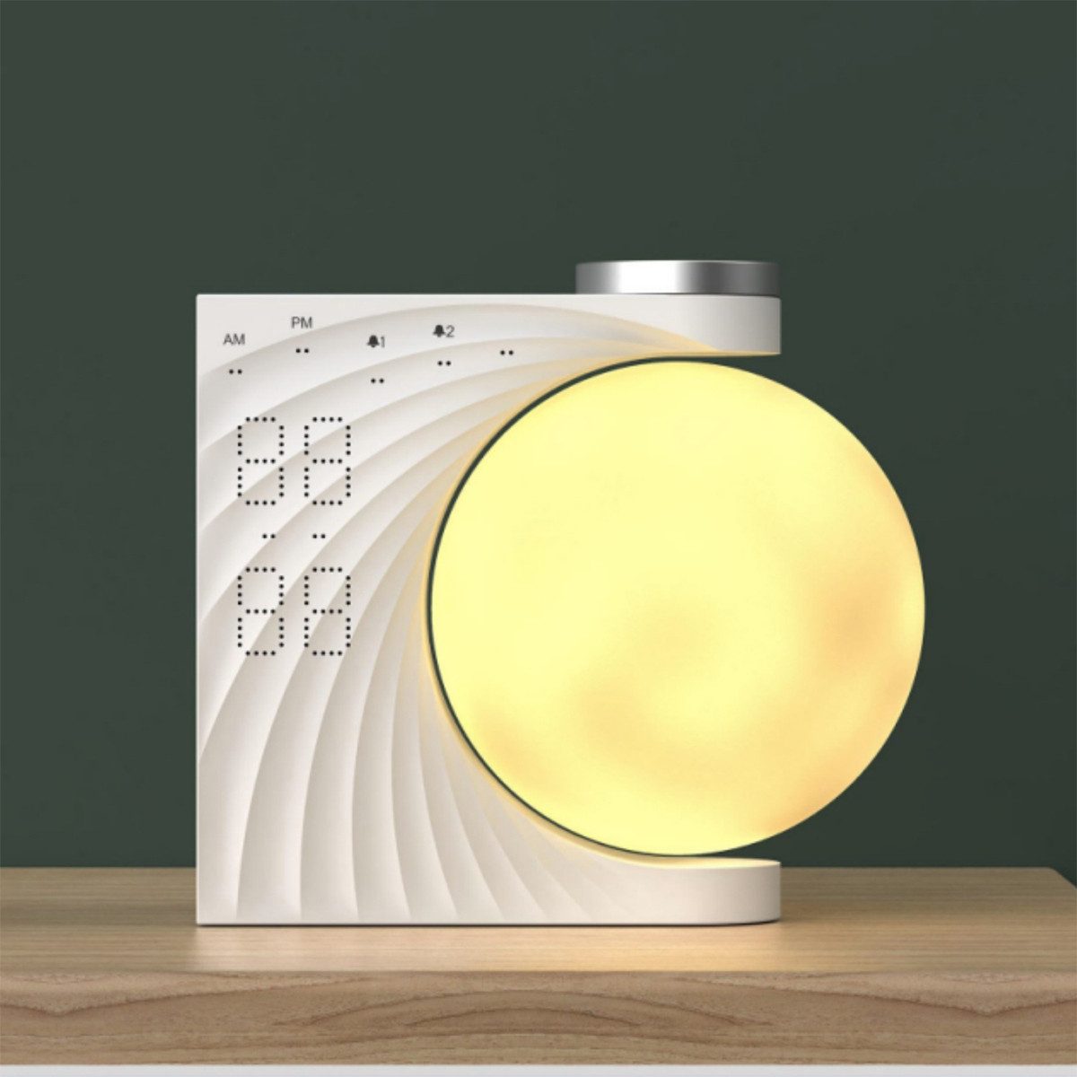 autolock Nachtlicht Nachtlicht mit Tageslichtwecker Mondlicht RGB 8 Colors und 10, Natürlicher Klang Mondlampe Nachttischlampe für Frauen Mädchen