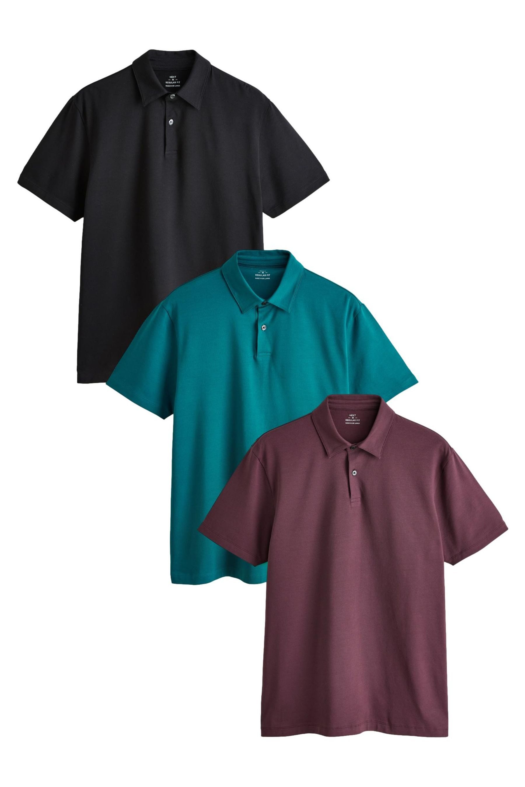 Next Poloshirt 3er-Pack Kurzarm-Poloshirts aus Jersey (3-tlg)