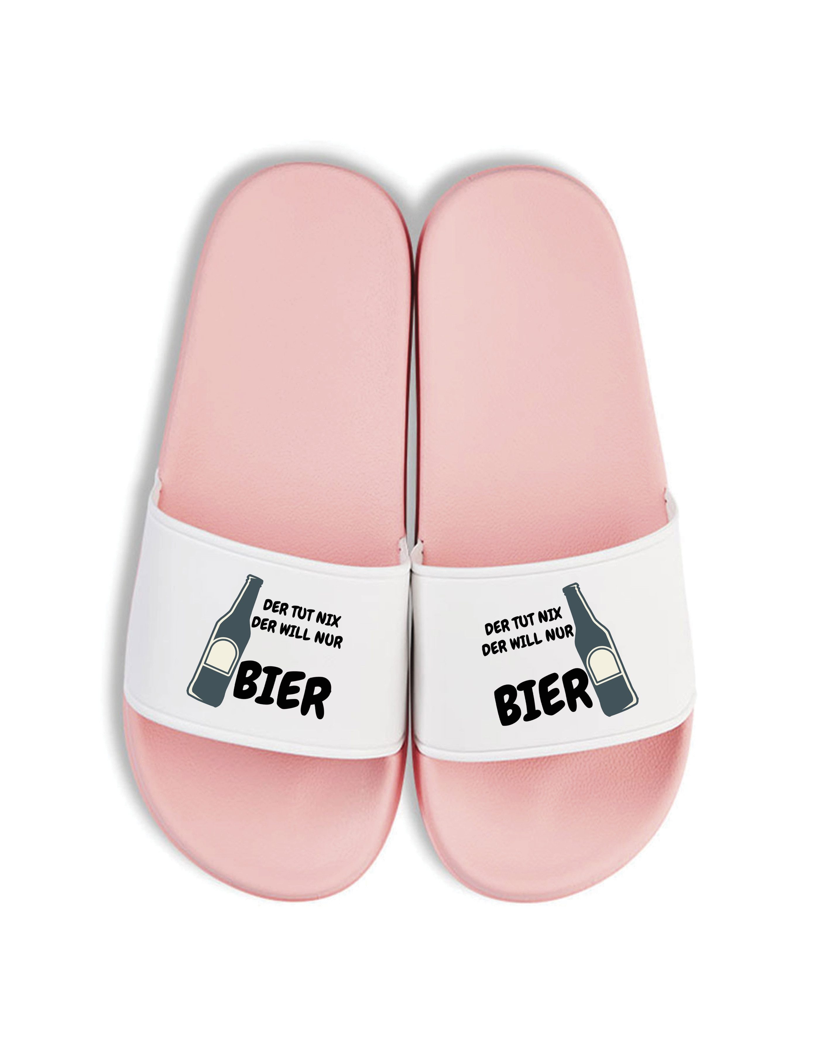 Youth Designz Herren Damen Badelatschen "Der will nur BIER" lustig Geschenk Unisex Badeschuh mit witzigen und stylischen Aufdruck für Männer und Frauen