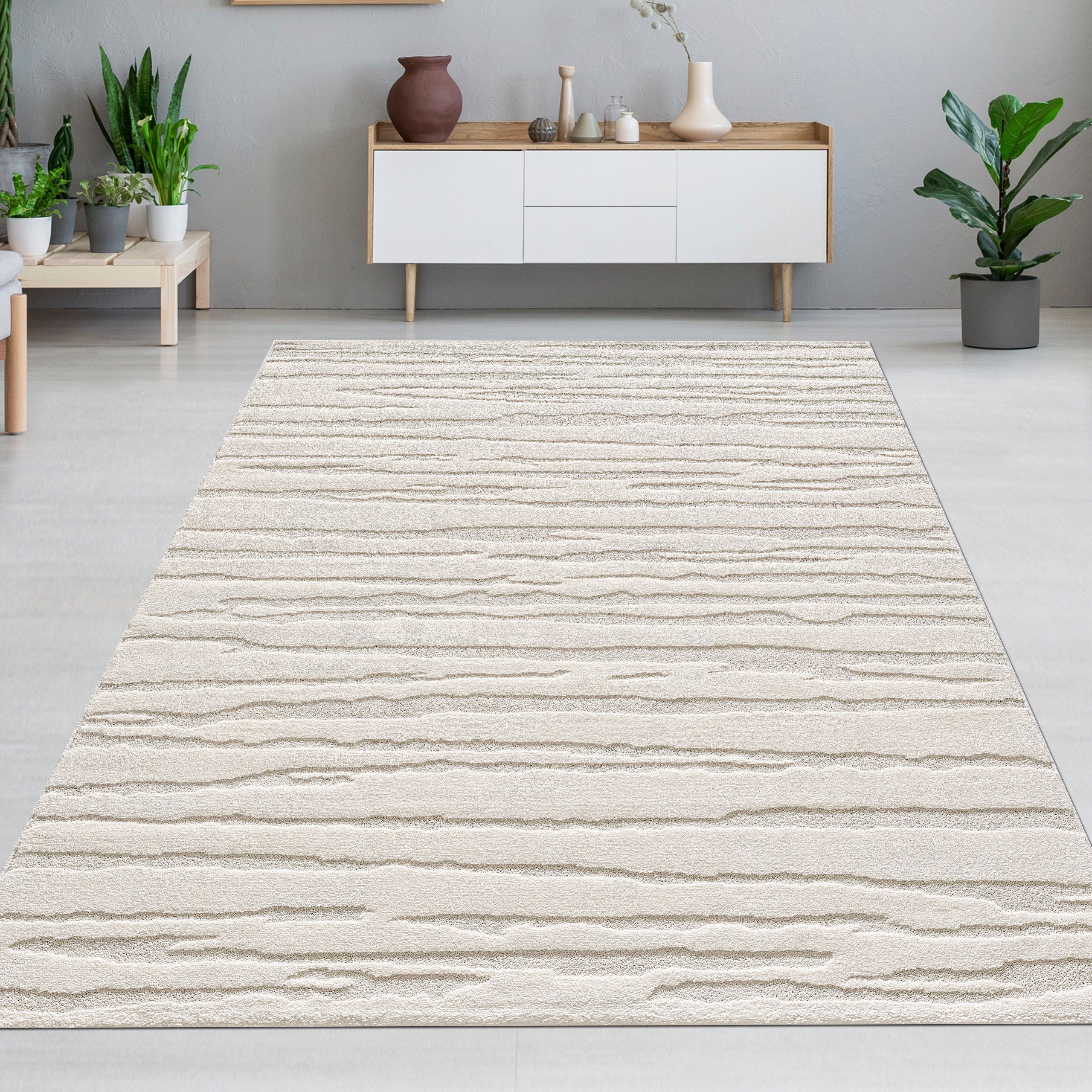 Carpetia Teppich Designer-Teppich in Creme mit Abstraktem Muster, rechtecki günstig online kaufen