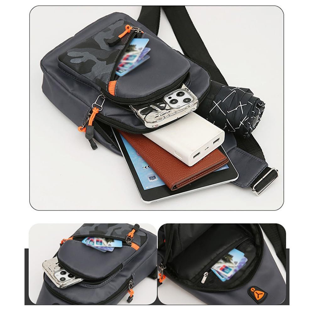 nsihing Umhängetasche Umhängetasche Herren Damen, Leicht, Klein, Crossbody, Camouflage, Für Wandern, Alltag, Schulter- und Brusttasche mit Frontfach