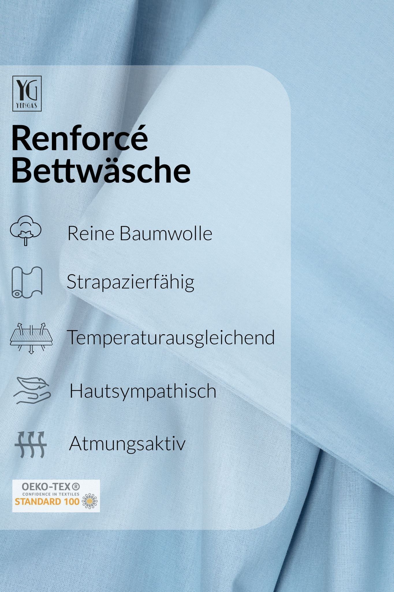 YENGAS Kinderbettwäsche mit Reißverschluss, einfarbig, 100% günstig online kaufen
